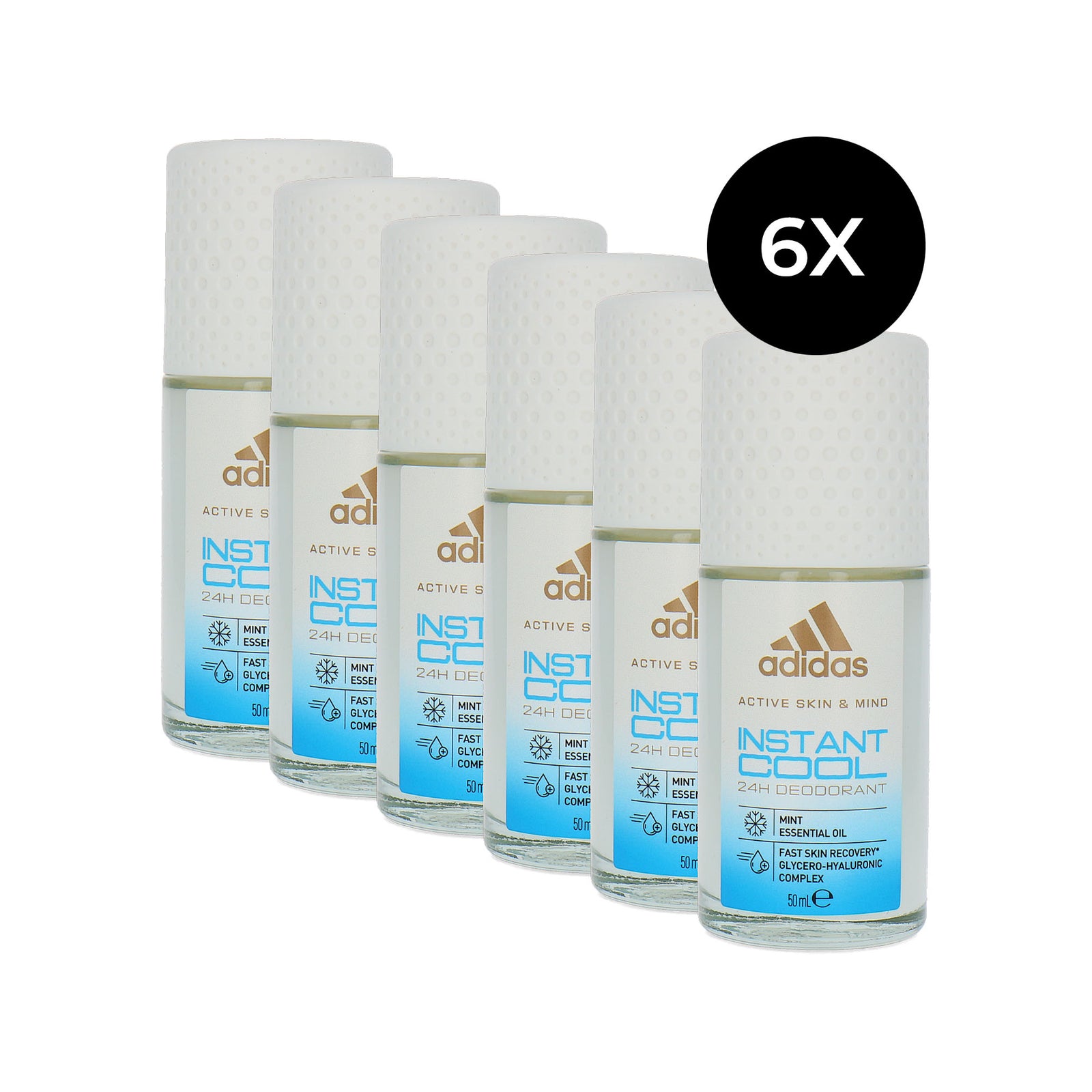 Adidas Instant Cool Deo Roller - 6 x 50 ml