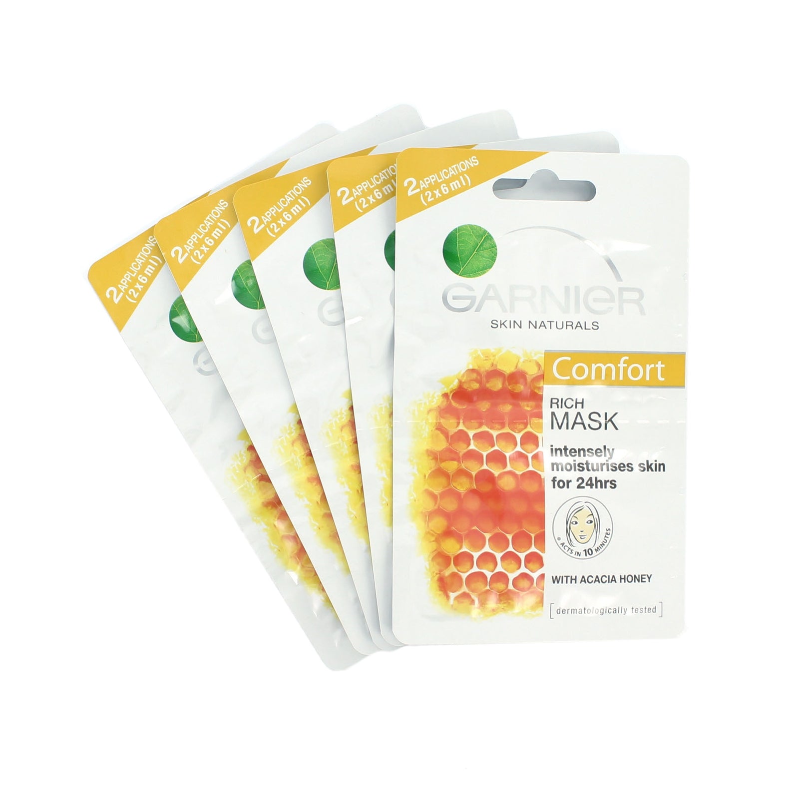 Garnier Skin Naturals Rich Mask Acacia Honey Masker - 2 x 6 ml (5 Stuks)