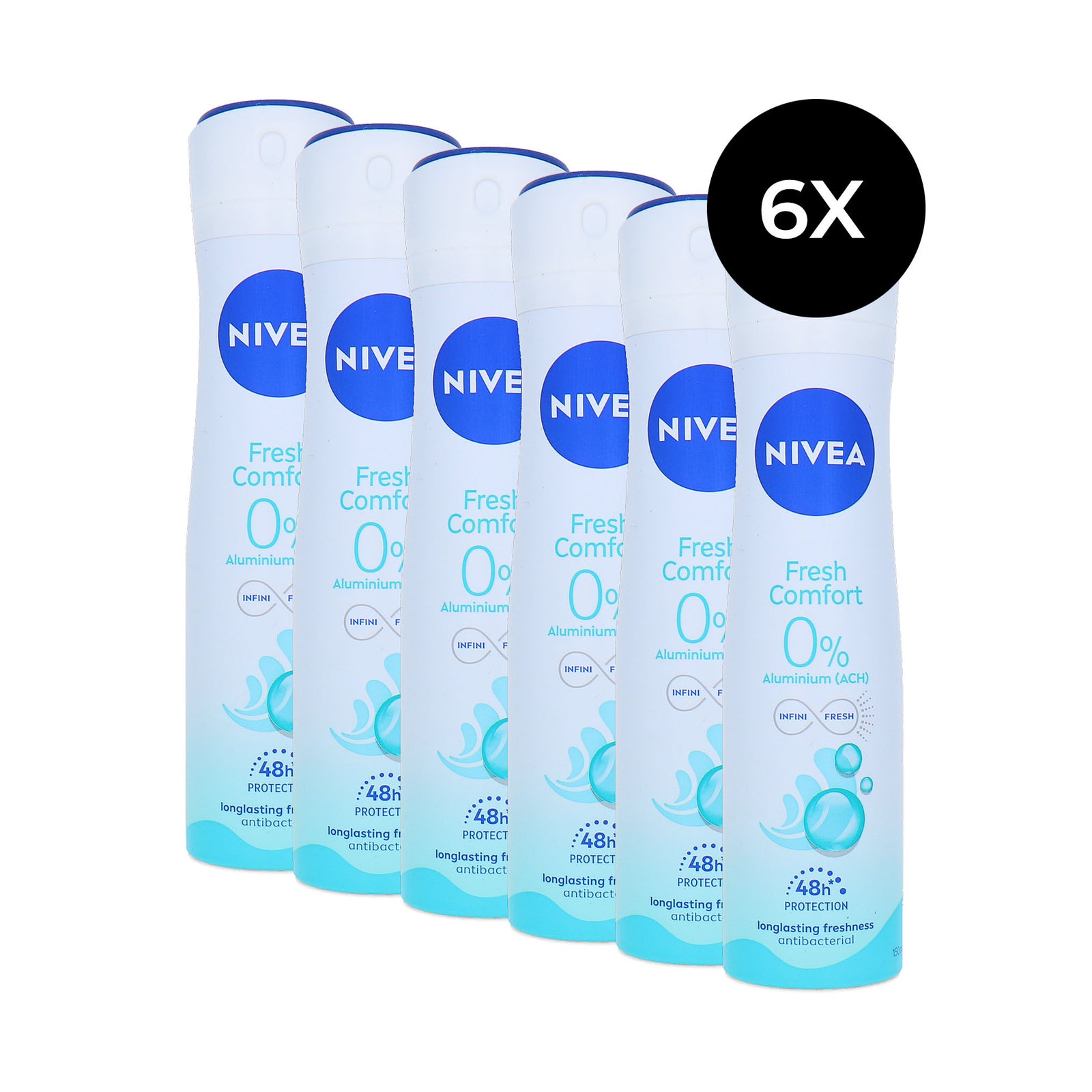 Nivea Fresh Comfort 0 % Deodorant Spray – 6 x 150 ml