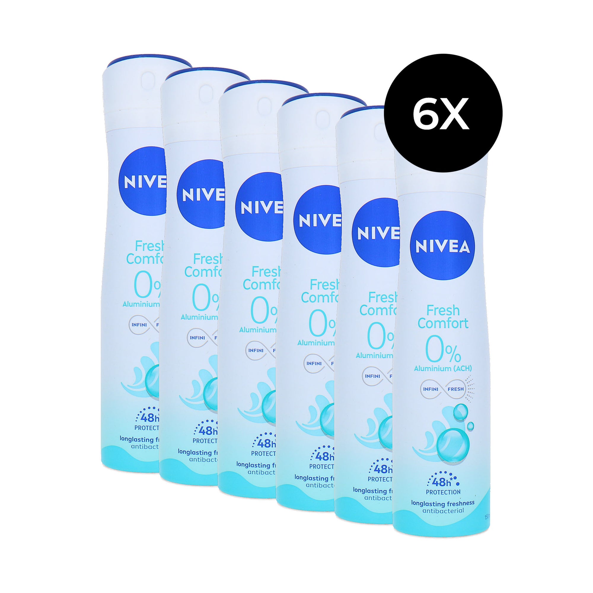 Nivea Fresh Comfort 0% Deodorant Spray - 6 x 150 ml