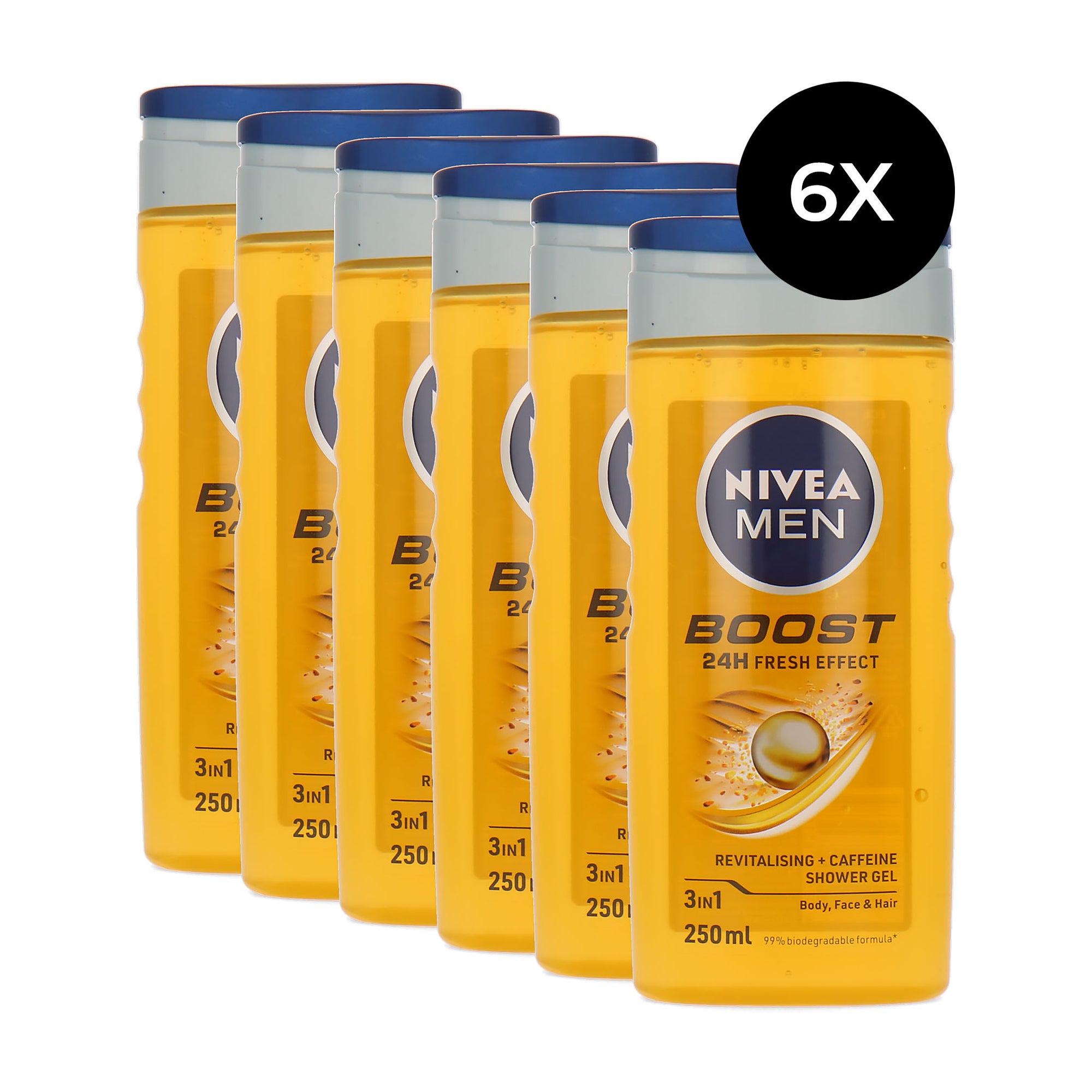Nivea Men Boost 24H Fresh Effet Shower Gel - 6 x 250 ml