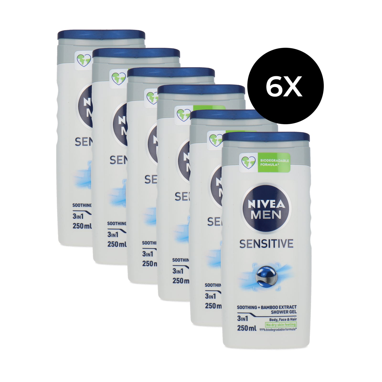 Nivea Men Sensitive Soothing Shower Gel 250 ml (6 stuks)