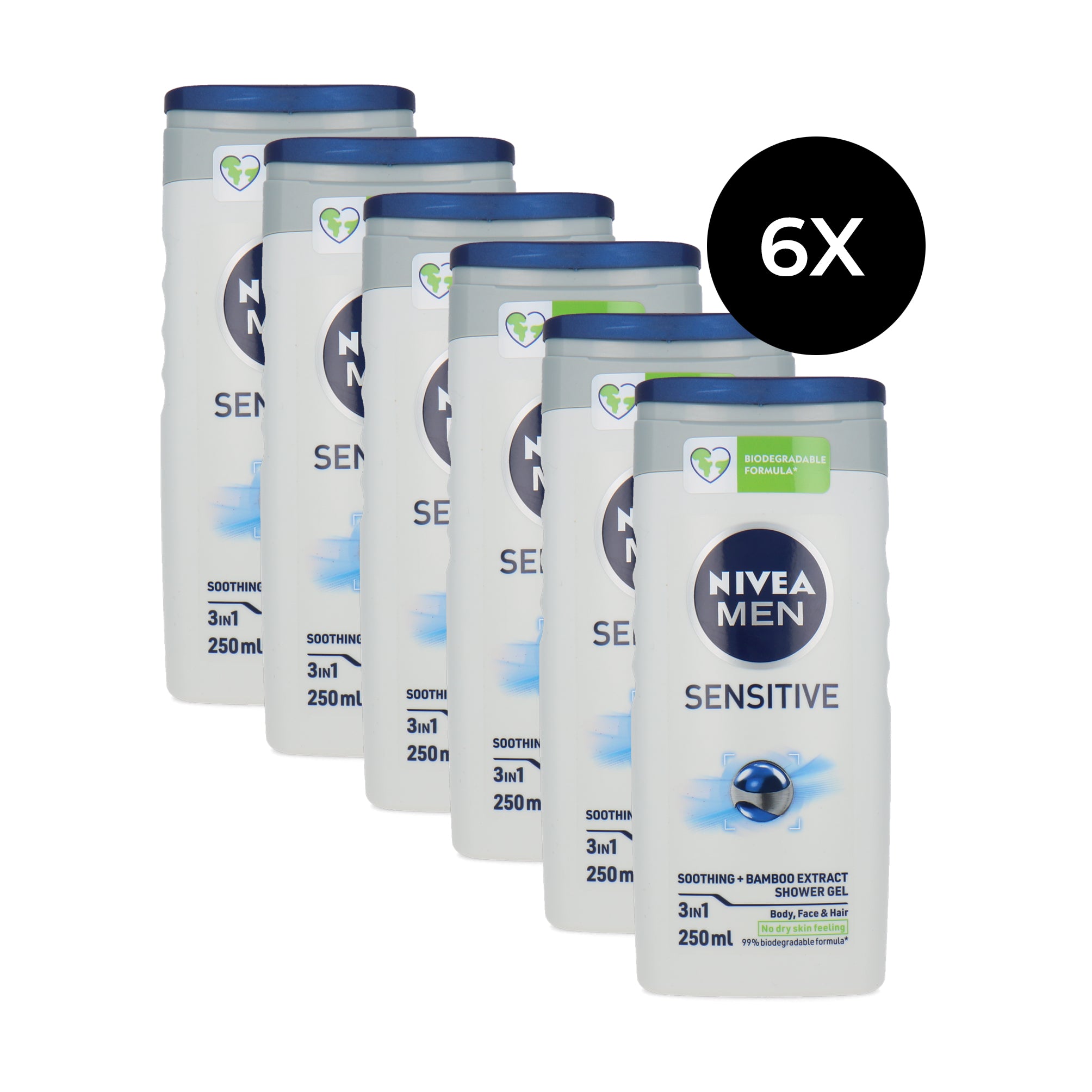 Nivea Men Sensitive Soothing Shower Gel 250 ml (6 stuks)