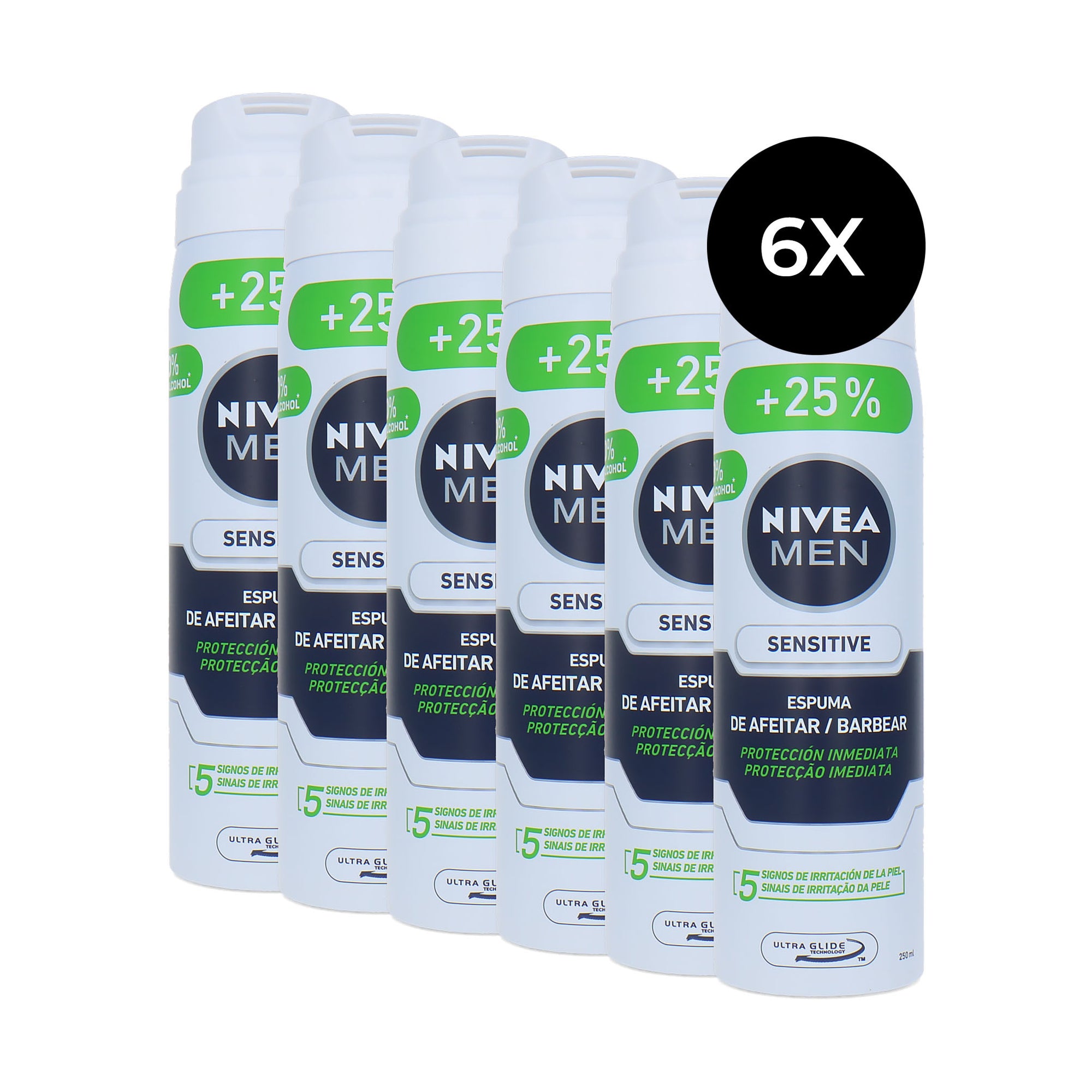 Nivea Men Sensitive Shaving Foam - 6 x 250 ml