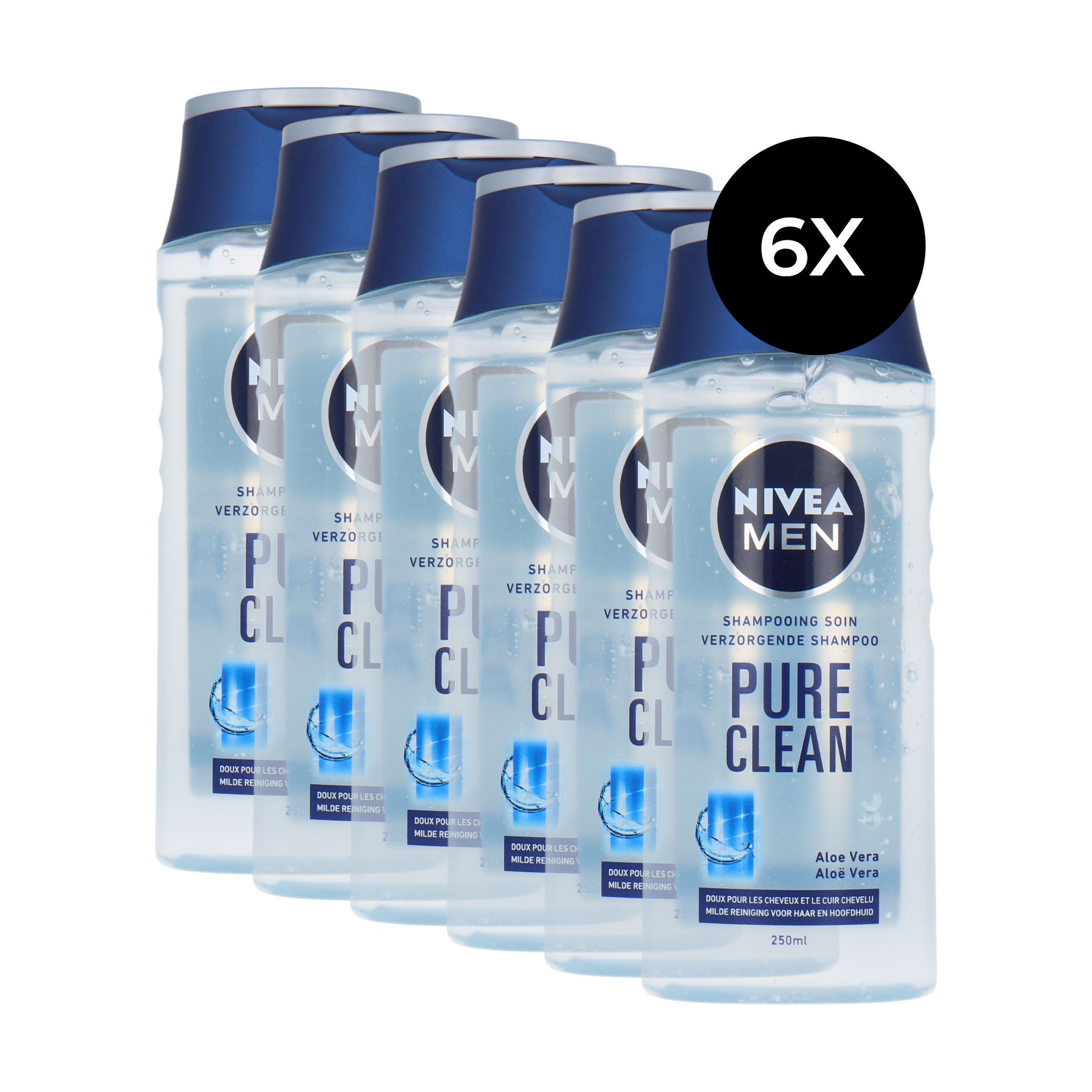 Nivea Men Pure Clean Shampoo - 6 x 250 ml