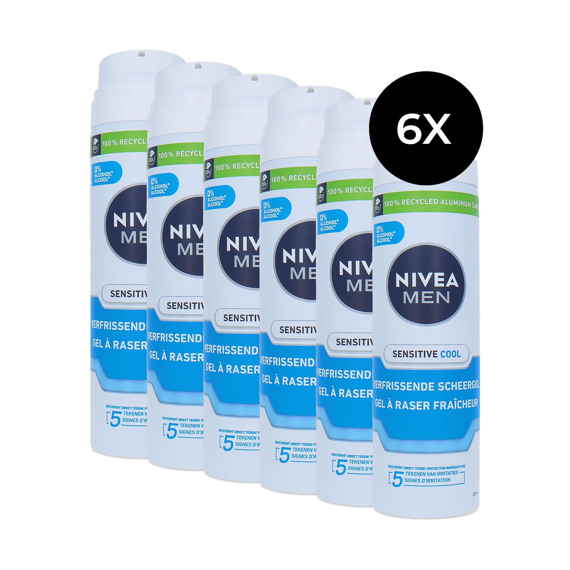 Nivea Sensitive Cool Refreshing Shaving Gel - 6 x 200 ml