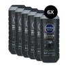 Nivea Men Active Clean 3in1 Body, Face & Hair Shower Gel - 6 x 250 ml