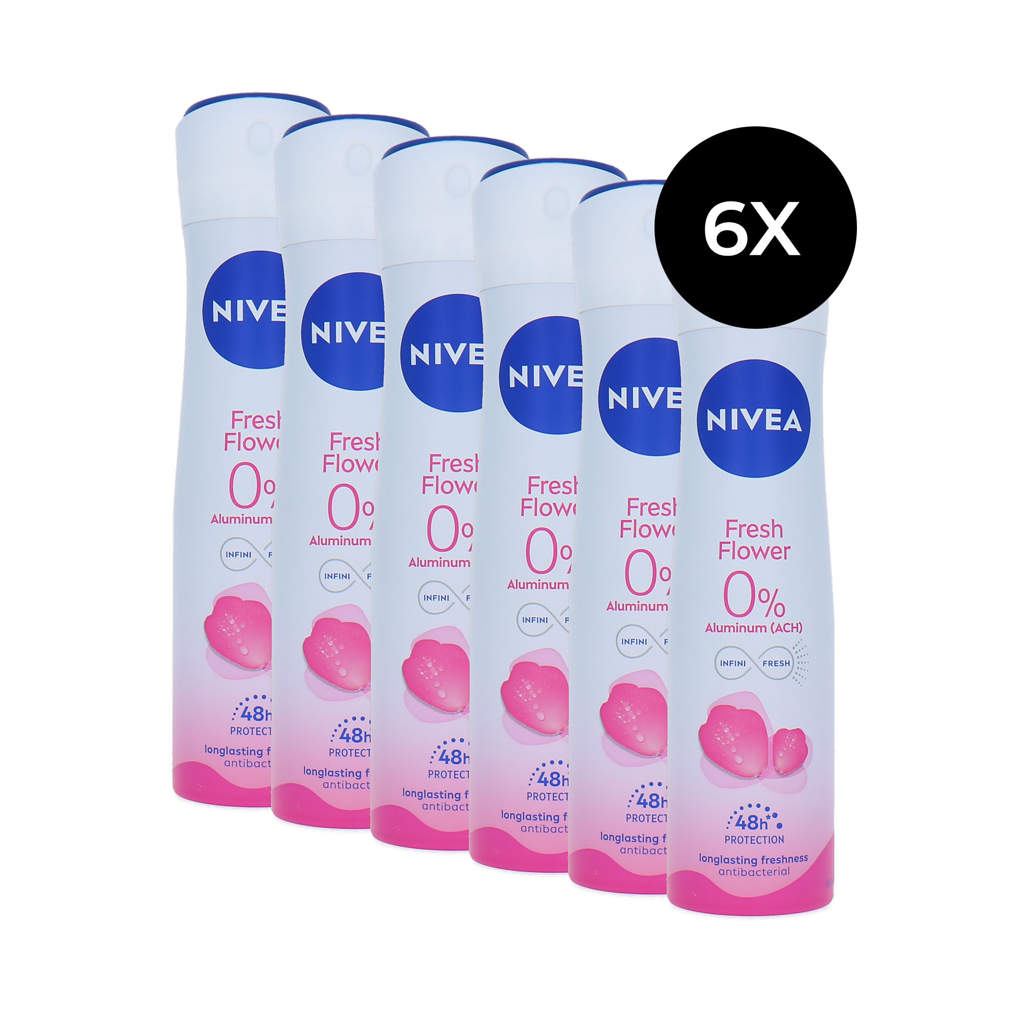 Nivea Fresh Flower Deodorant Spray - 6 x 150 ml