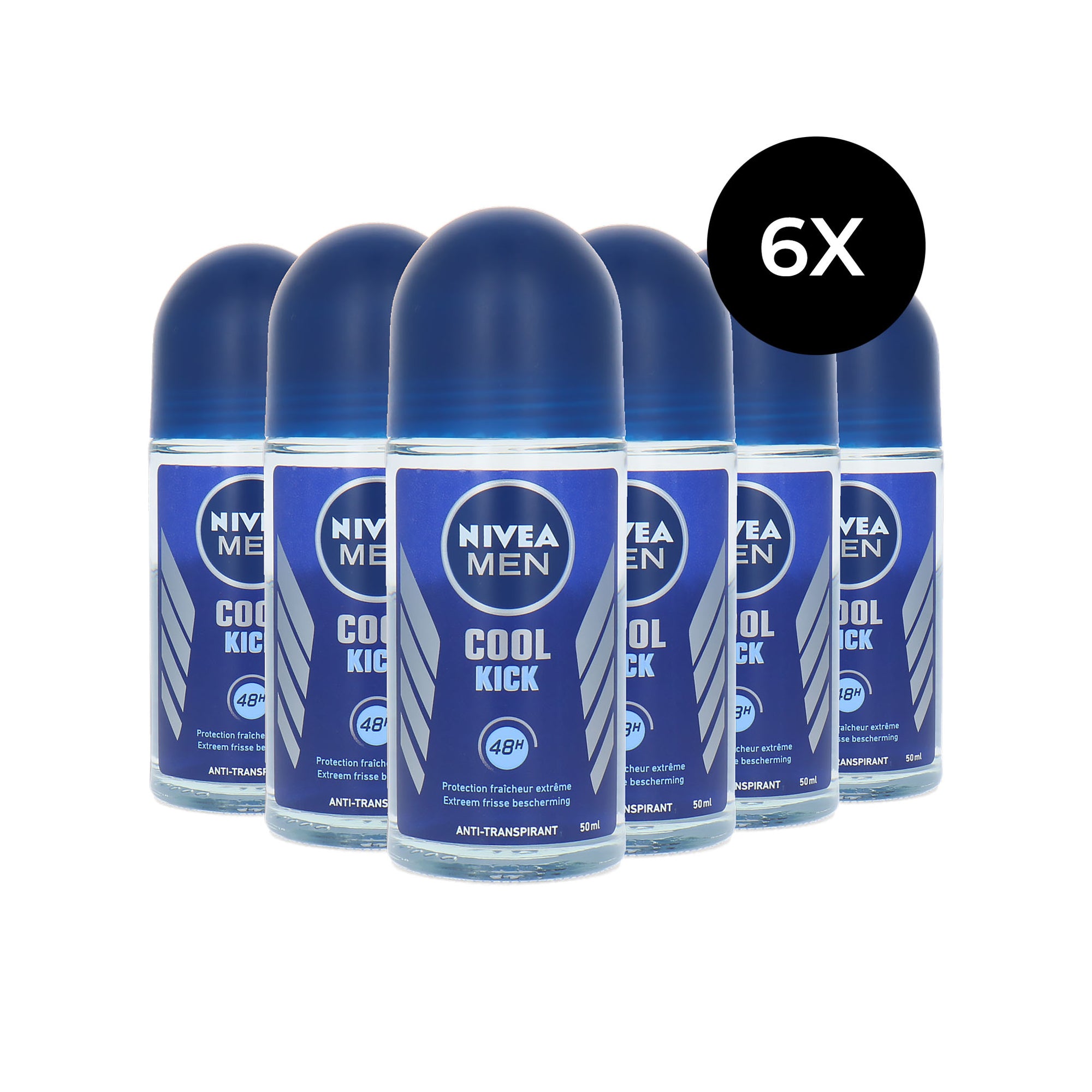 Nivea Men Cool Kick Deo Roller - 6 x 50 ml