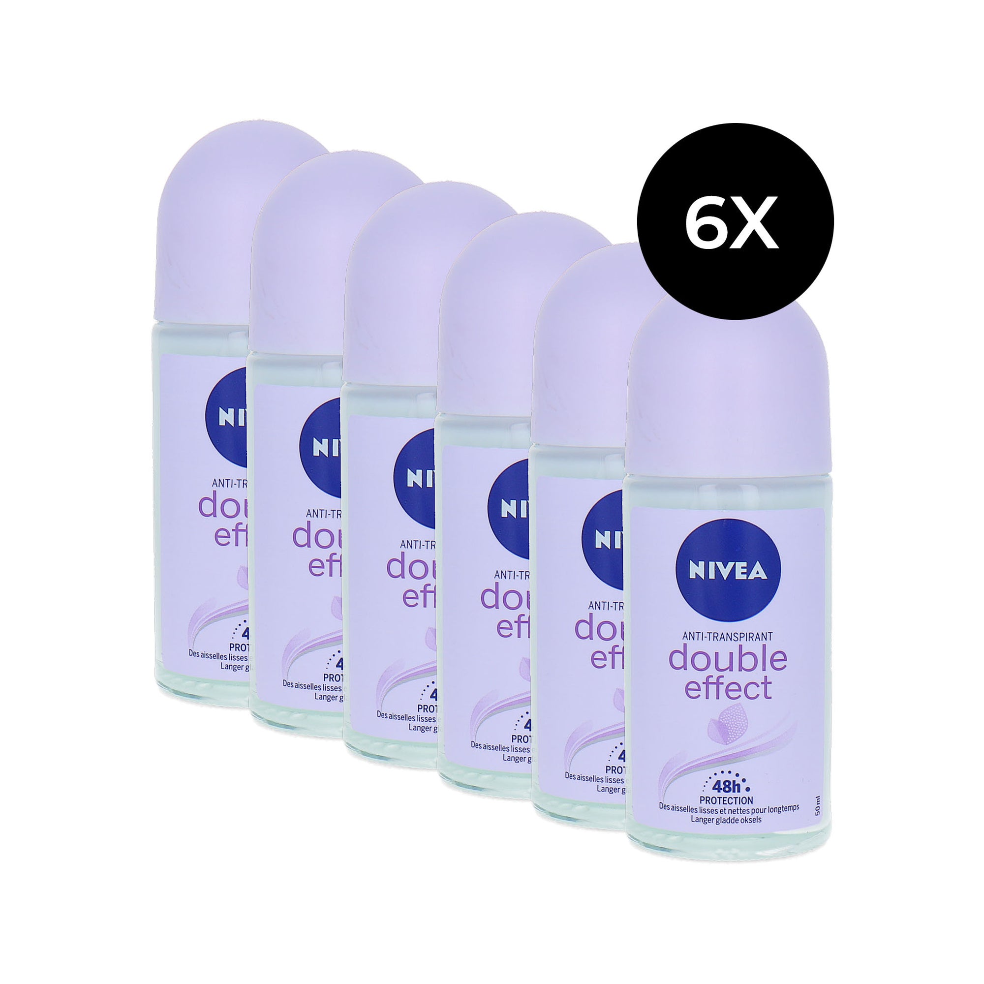 Nivea Double Effect Roll On Deodorant - 6 x 50 ml