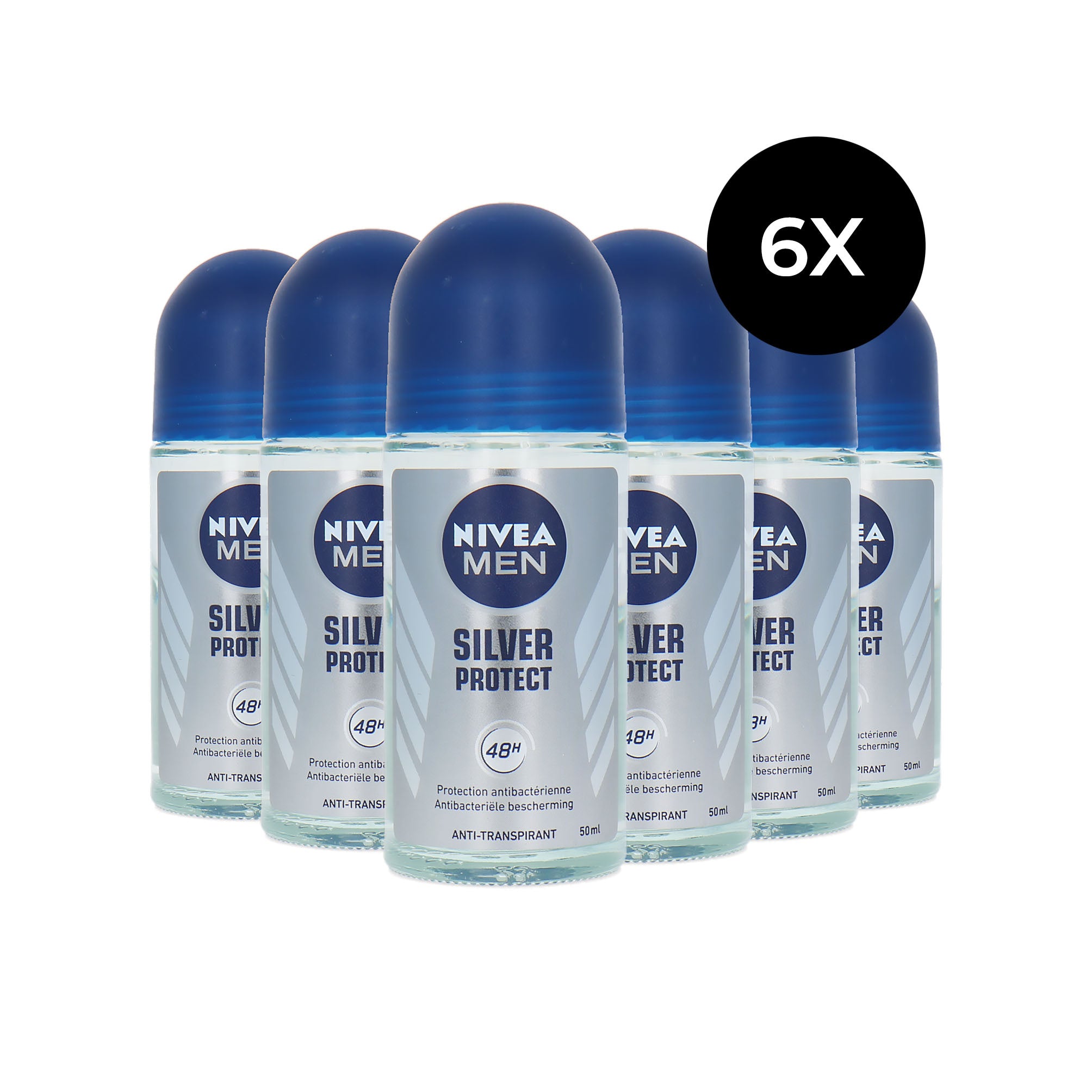 Nivea Men Silver Protect Deo Roller - 6 x 50 ml