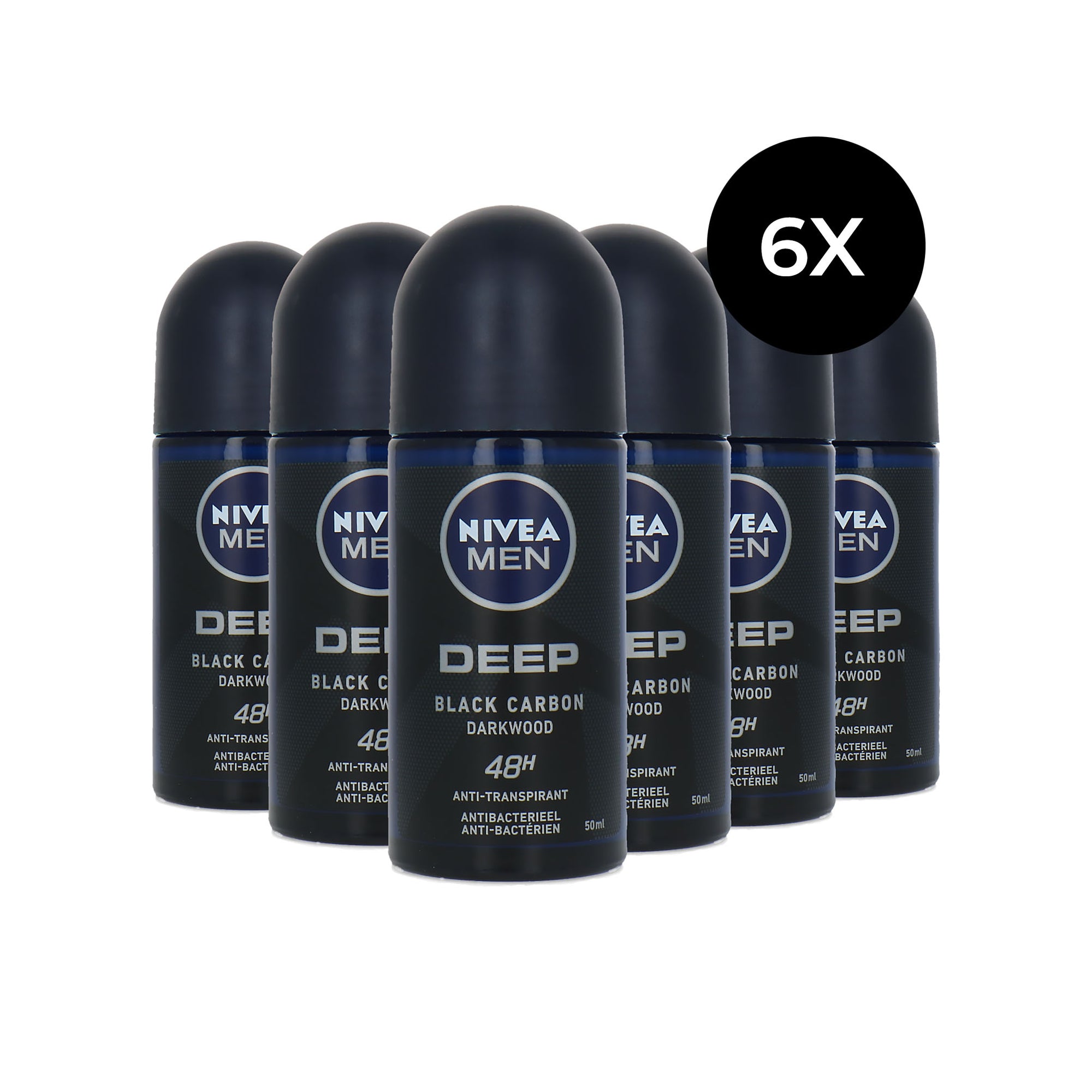 Nivea Men Deep Deo Roller - 6 x 50 ml