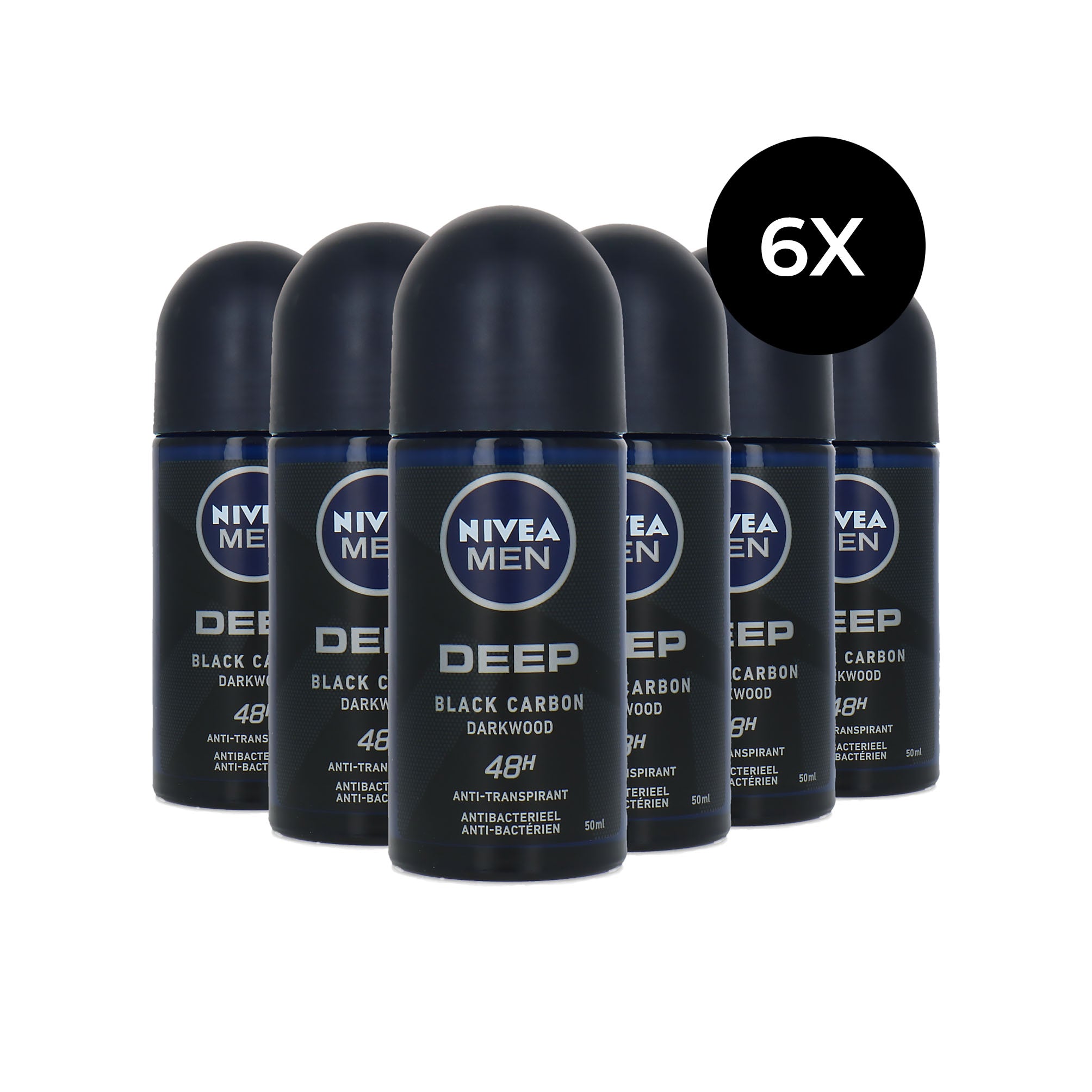 Nivea Men Deep Deo Roller - 6 x 50 ml