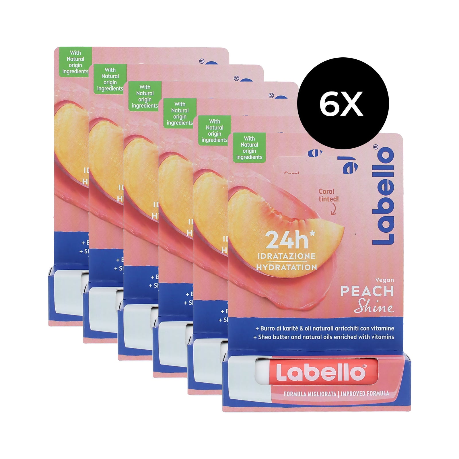 Labello Peach Shine Lipcare (6 stuks)