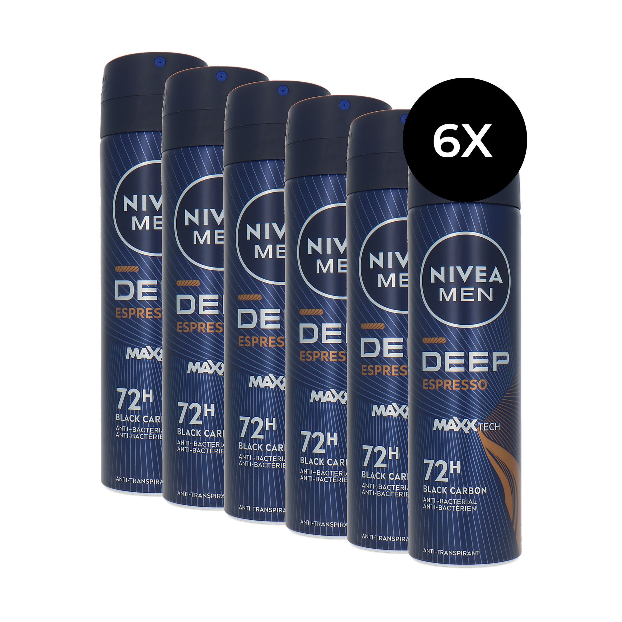 Nivea Men Deep Espresso Deodorant Spray - 6 x 150 ml