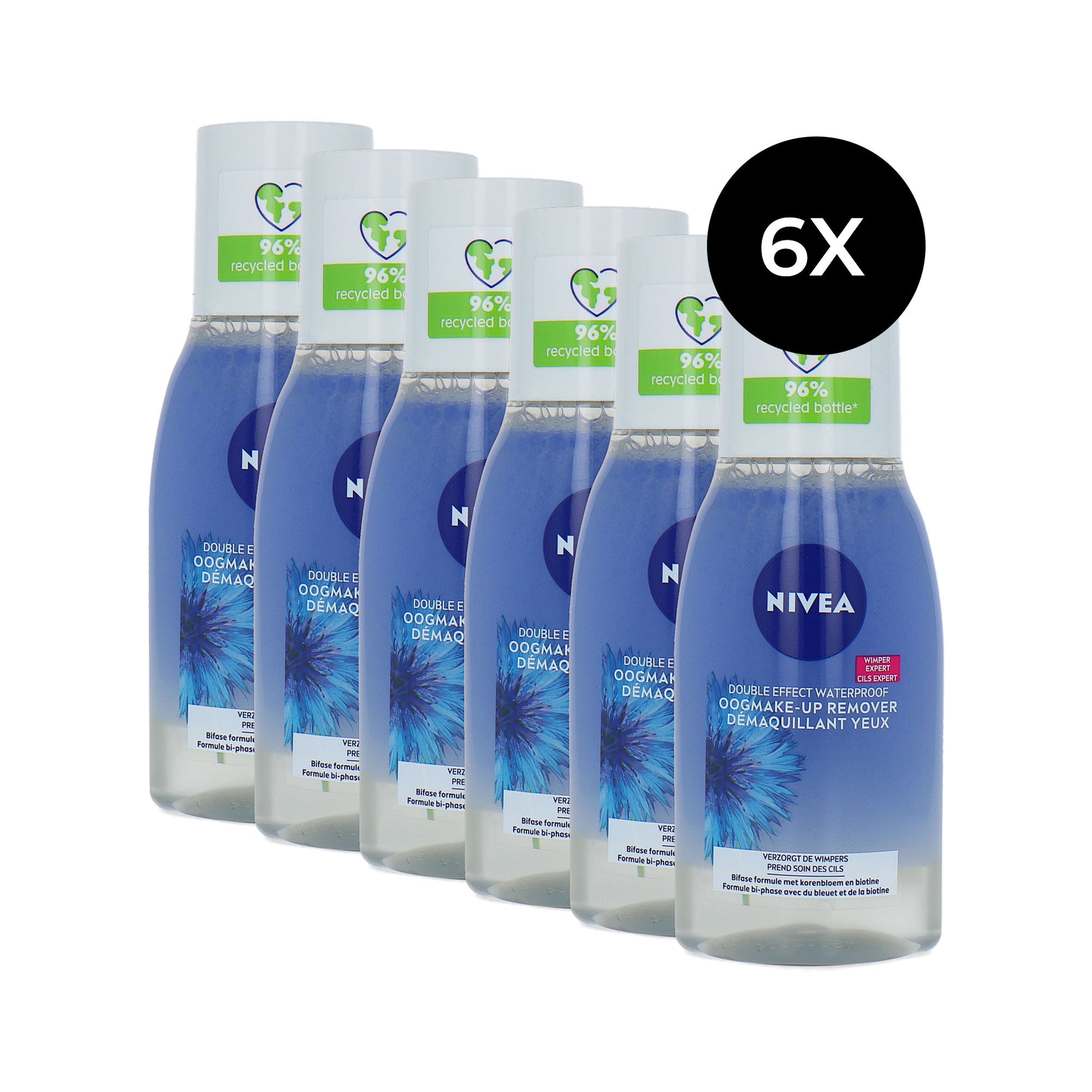 Nivea Double Effect Waterproof Eye Make-Up Remover - 6 x 125 ml