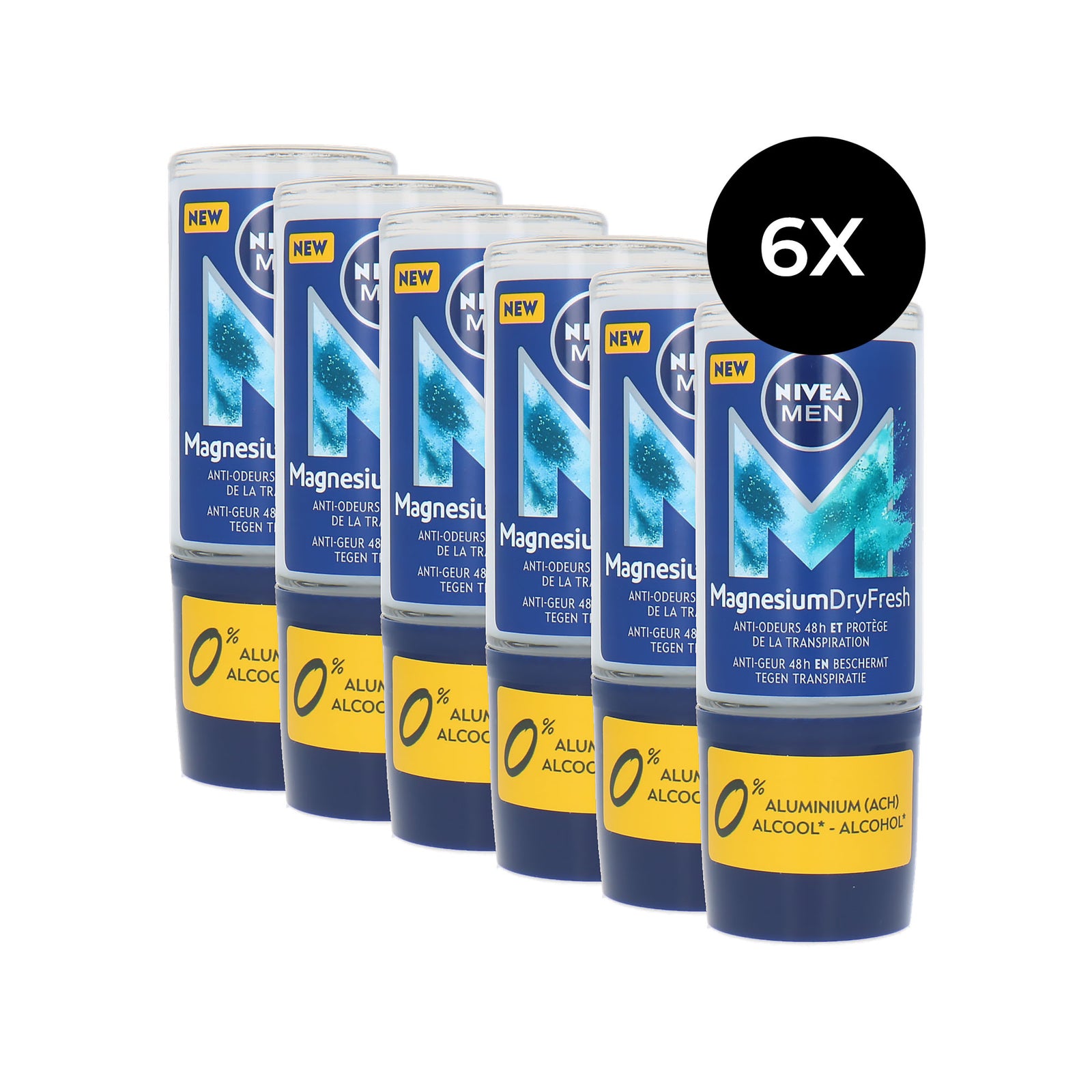 Nivea Men Magnesium Dry Fresh Deo Roller - 6 x 50 ml
