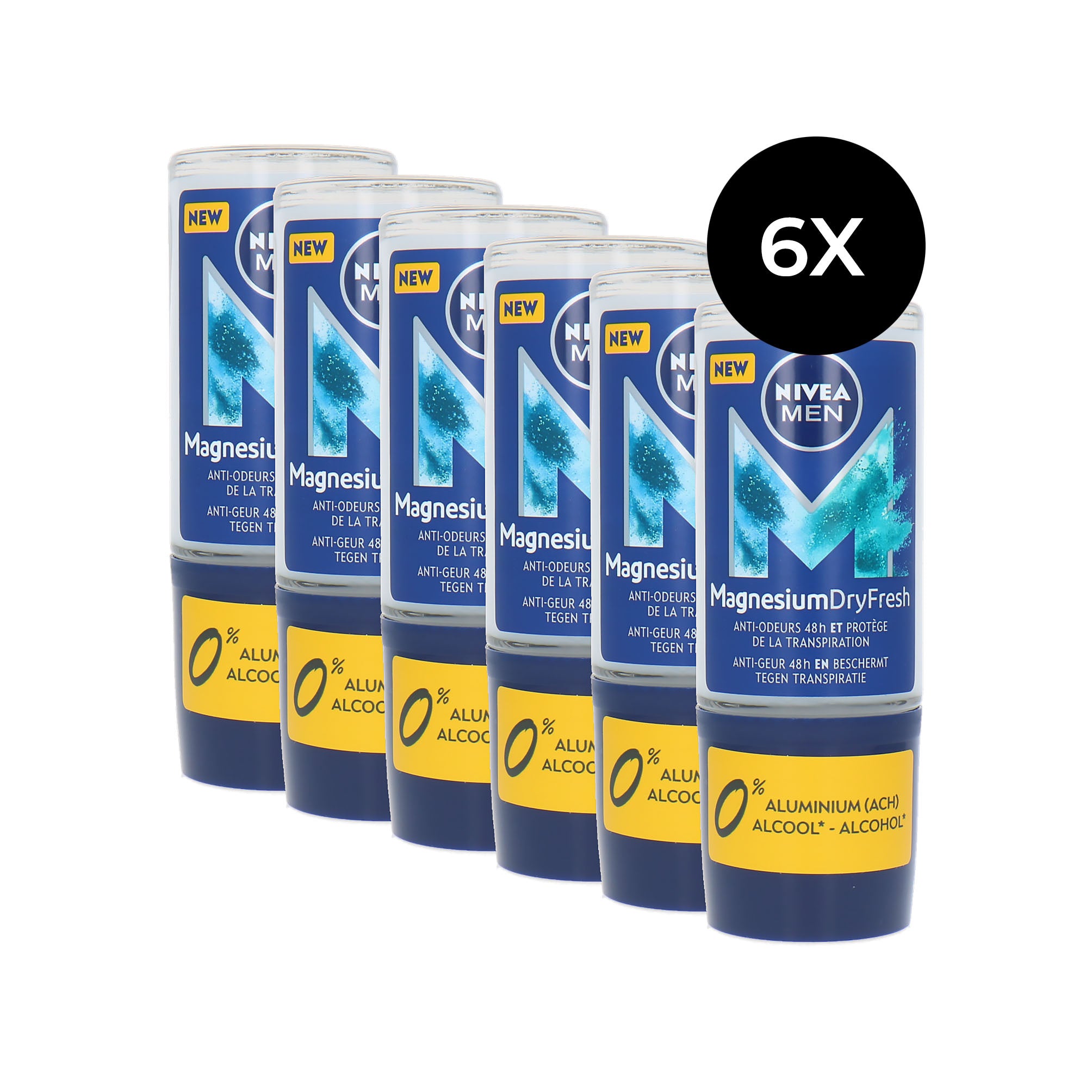 Nivea Men Magnesium Dry Fresh Deo Roller - 6 x 50 ml