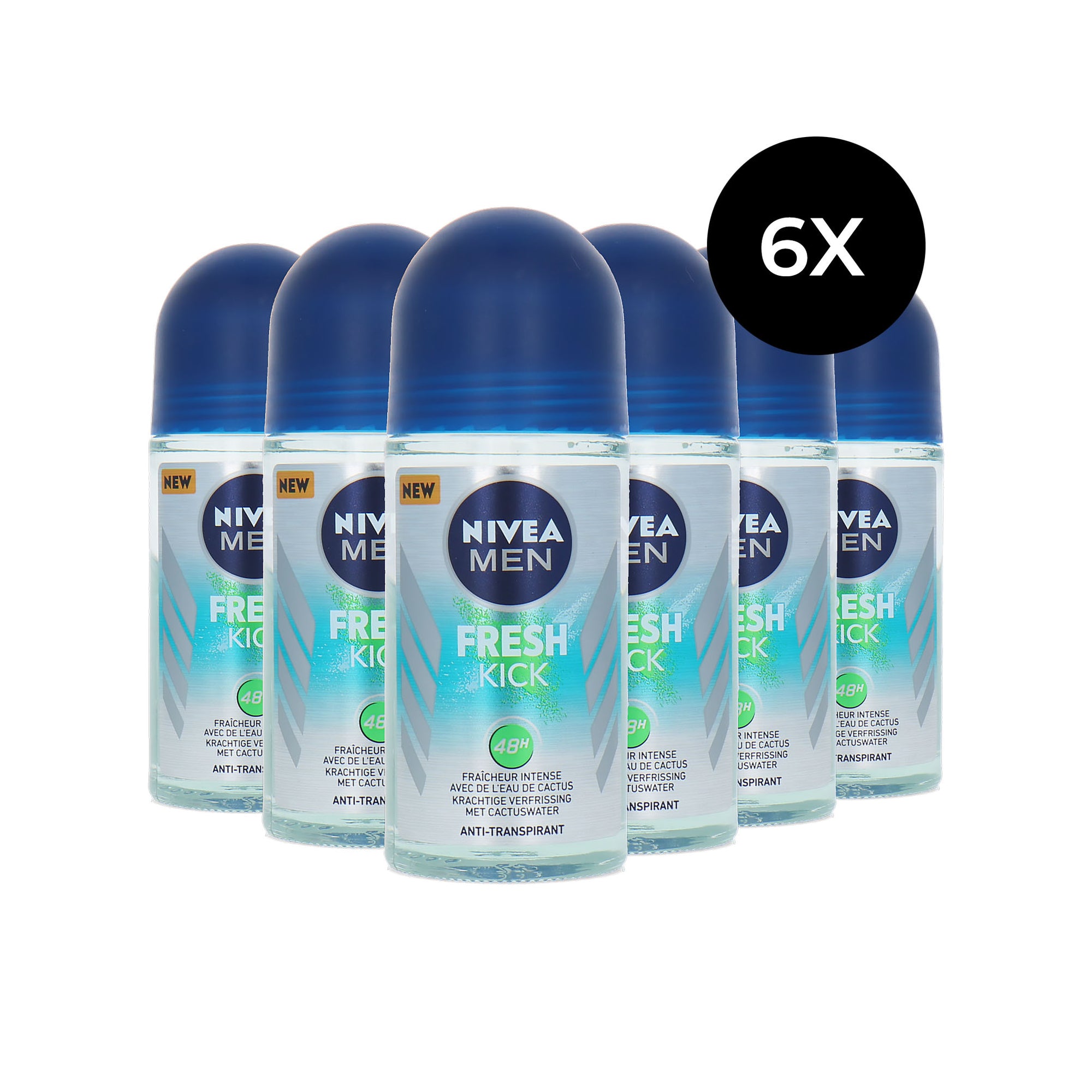 Nivea Men Fresh Kick Deo Roller - 6 x 50 ml