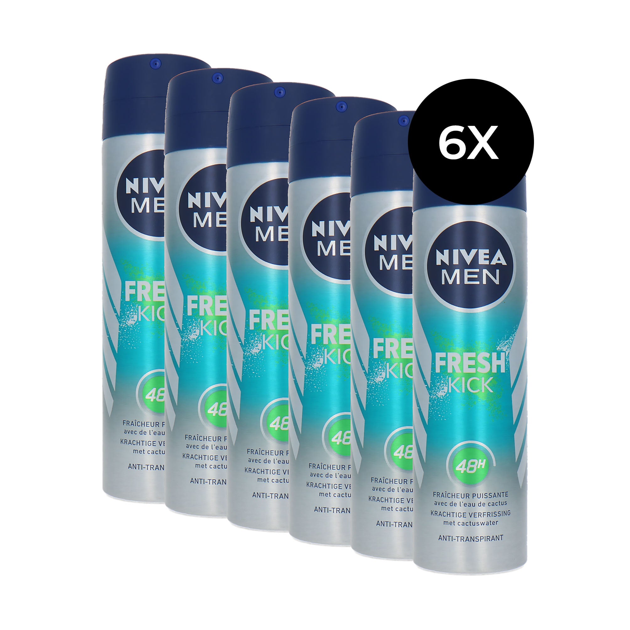Nivea Men Fresh Kick Deodorant Spray - 6 x 150 ml