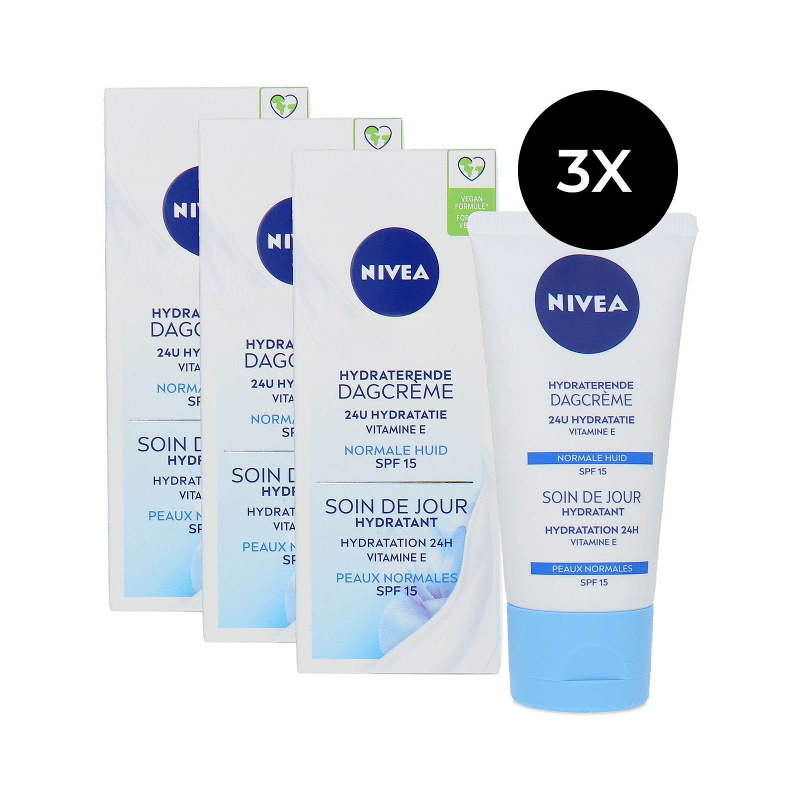 Nivea Hydrating SPF 15 Dagcrème - 3 x 50 ml (voor normale huid)