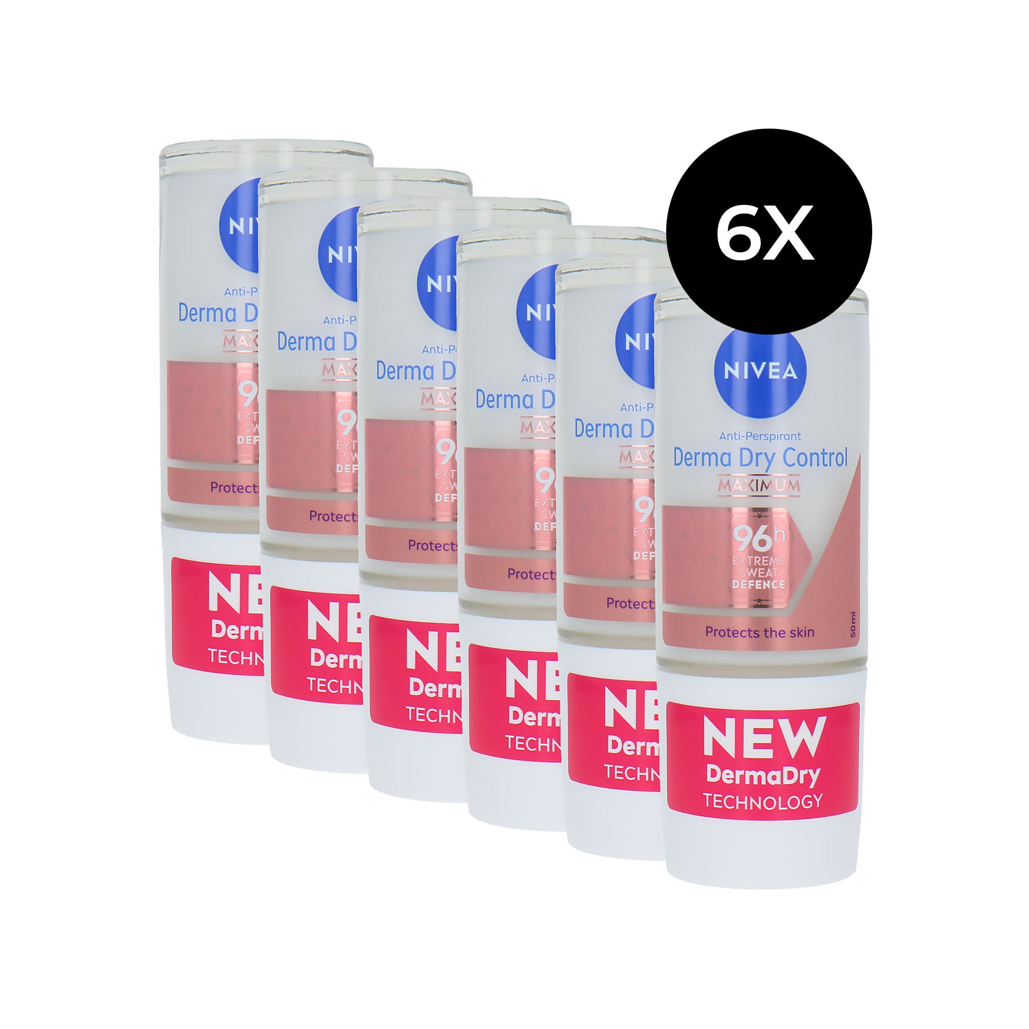 Nivea Derma Dry Comfort Maximum Deo Roller - 6 x 50 ml