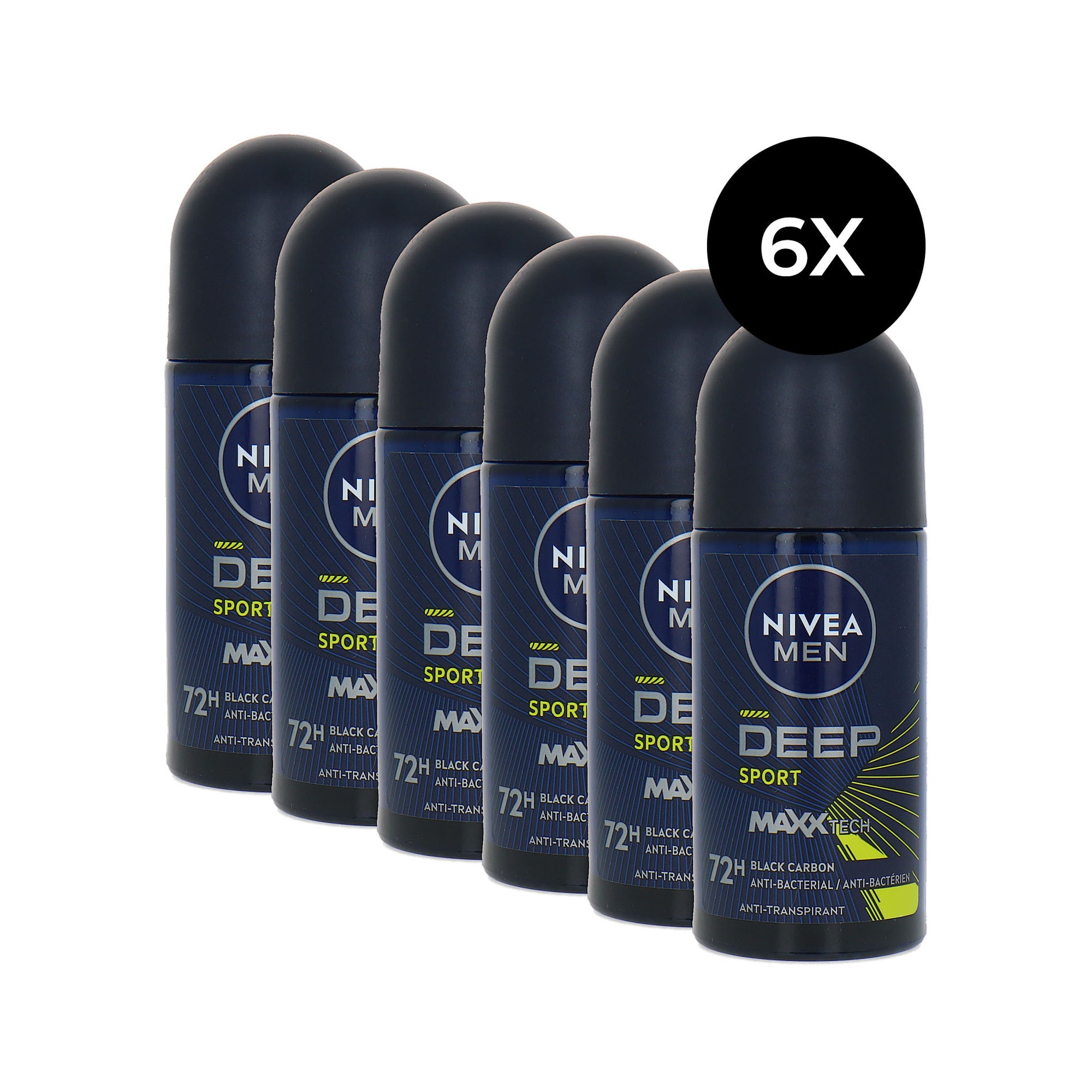 Nivea Men Deep Sport Deo Roller - 6 x 50 ml