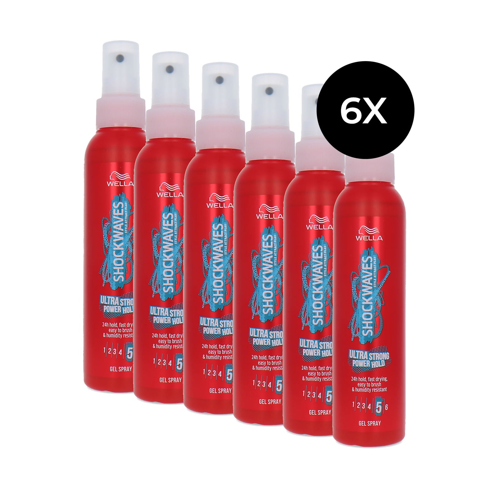 Wella Shockwaves Ultra Strong Power Hold Gel Spray - 6 x 150 ml