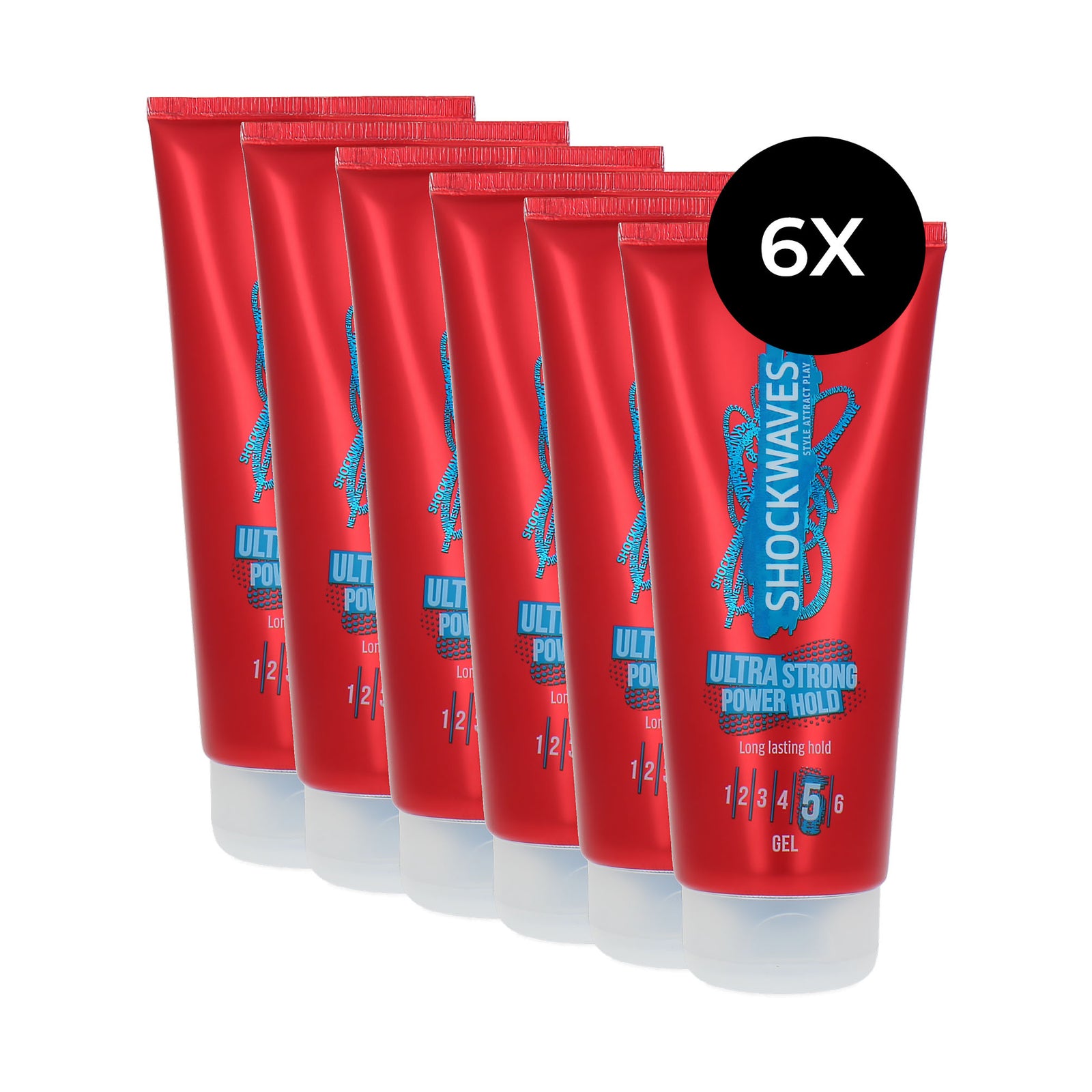 Wella Shockwaves Ultra Strong Power Hold Gel - 6 x 200 ml