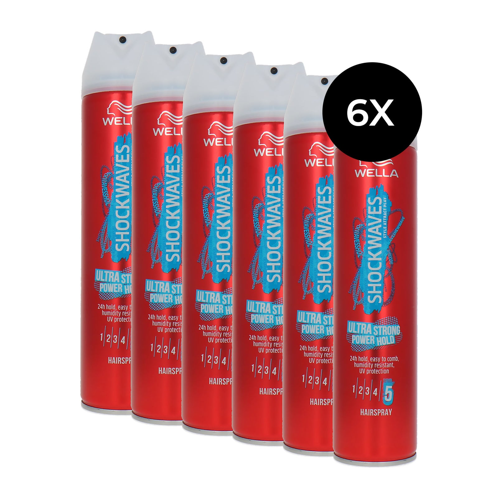 Wella Shockwaves Ultra Strong Power Hold Hairspray - 6 x 250 ml