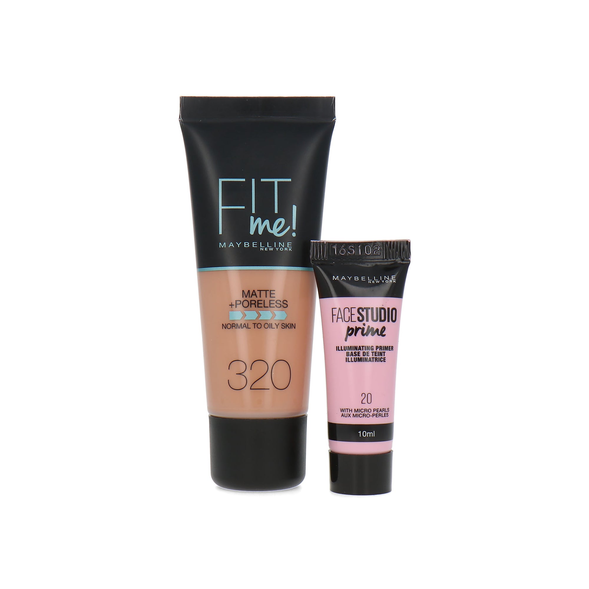 Maybelline Fit Me Matte + Poreless Foundation + Facestudio Prime - 320 Natural Tan (voor normale tot vette huid)