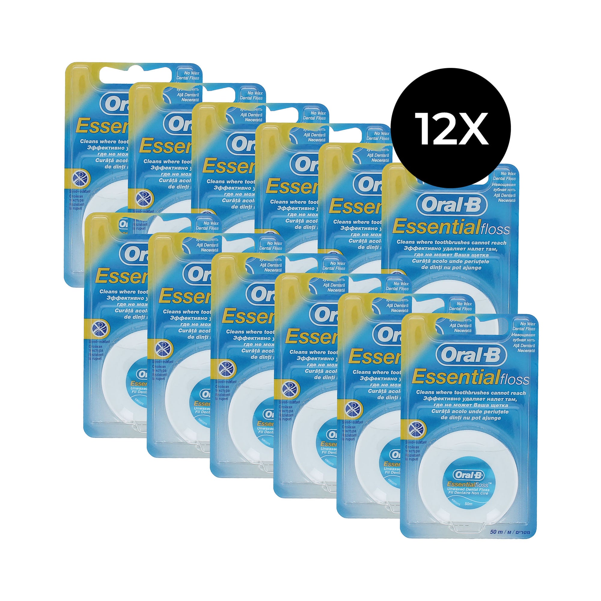 Oral-B Essential Floss No Wax Dental Floss - 12 x 50 m