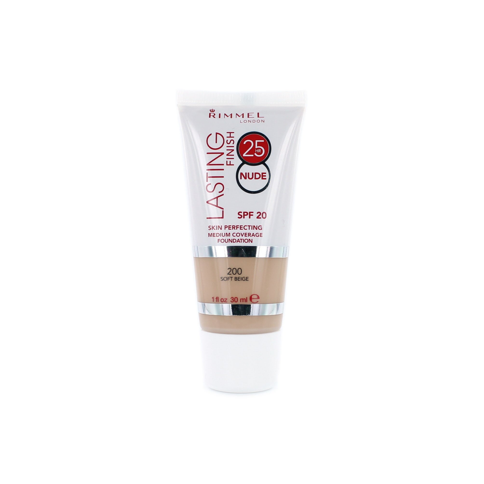 Rimmel Lasting Finish 25 HR Nude Foundation - 200 Soft Beige (Tube)