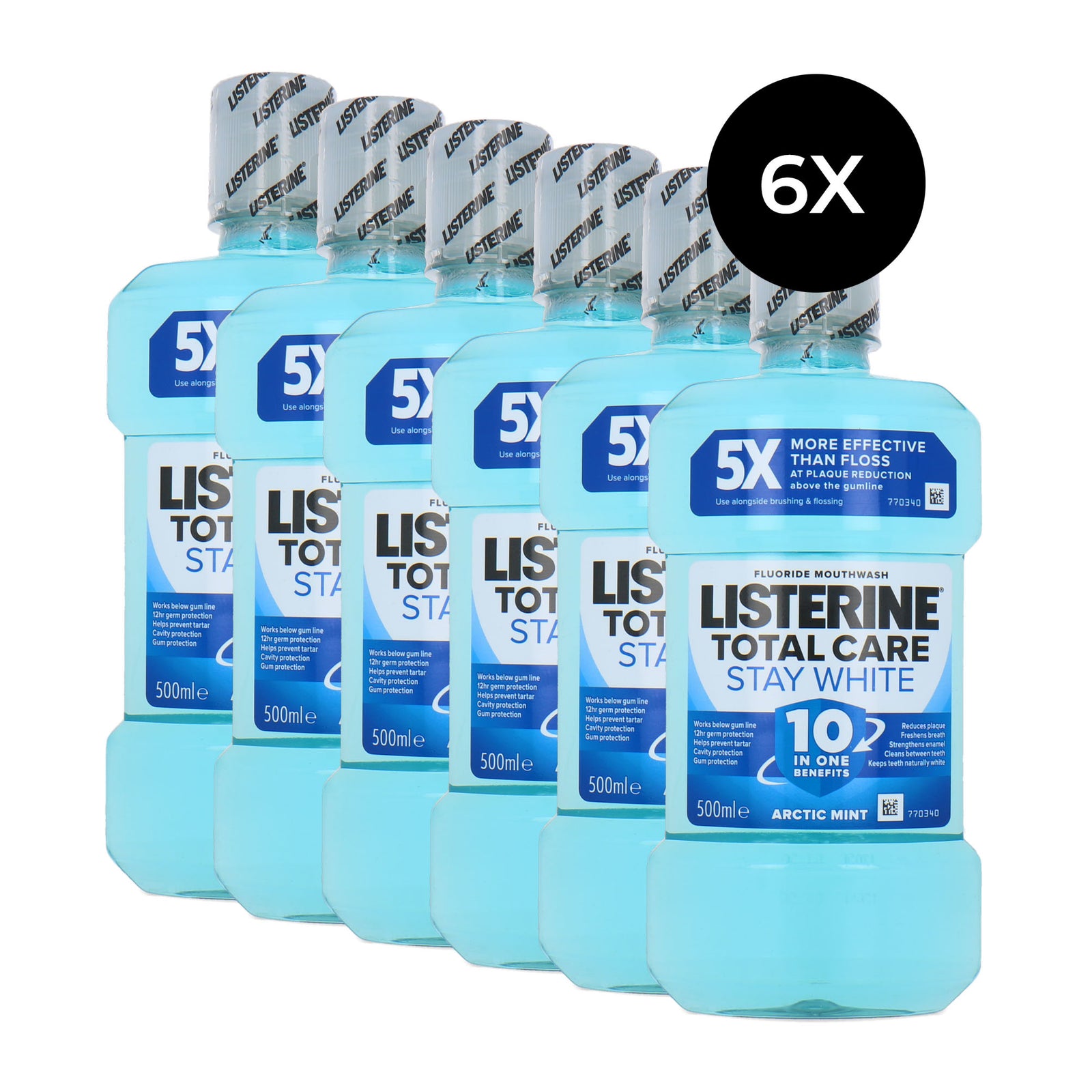 Listerine Total Care Stay White Mouthwash - 6 x 500 ml