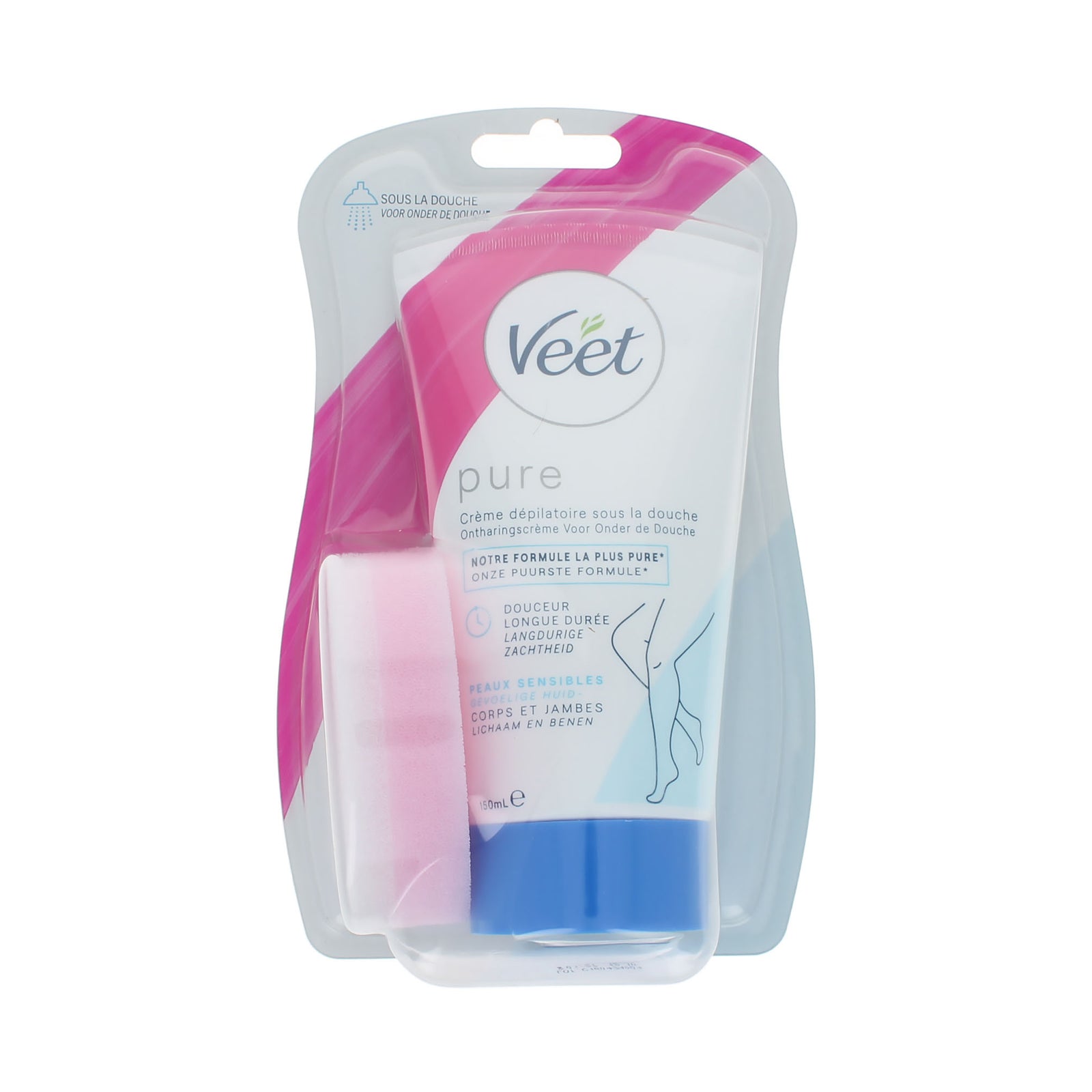 Veet Pure Haarentfernungscreme für unter der Dusche mit Schwamm – 150 ml