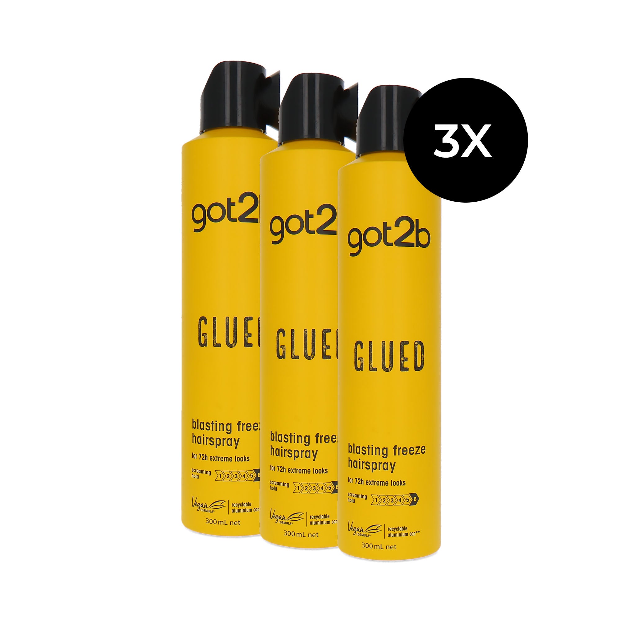 Schwarzkopf Got2B Glued Blasting Freeze Hairspray - 3 x 300 ml