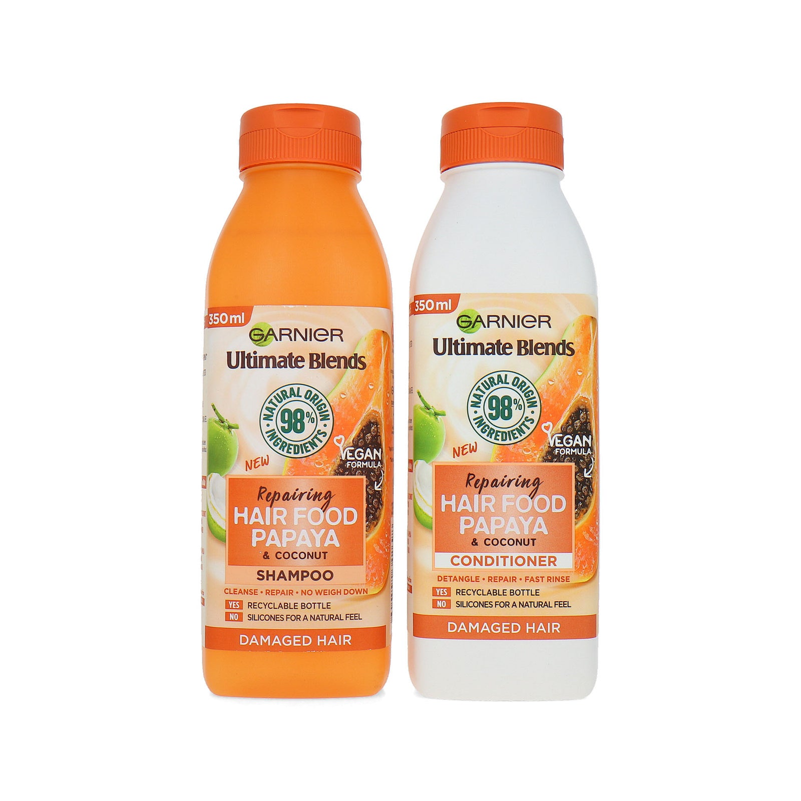 Garnier Ultimate Blends Moisturising Hair Food Shampoo + Conditioner - Papaya 2 x 350 ml