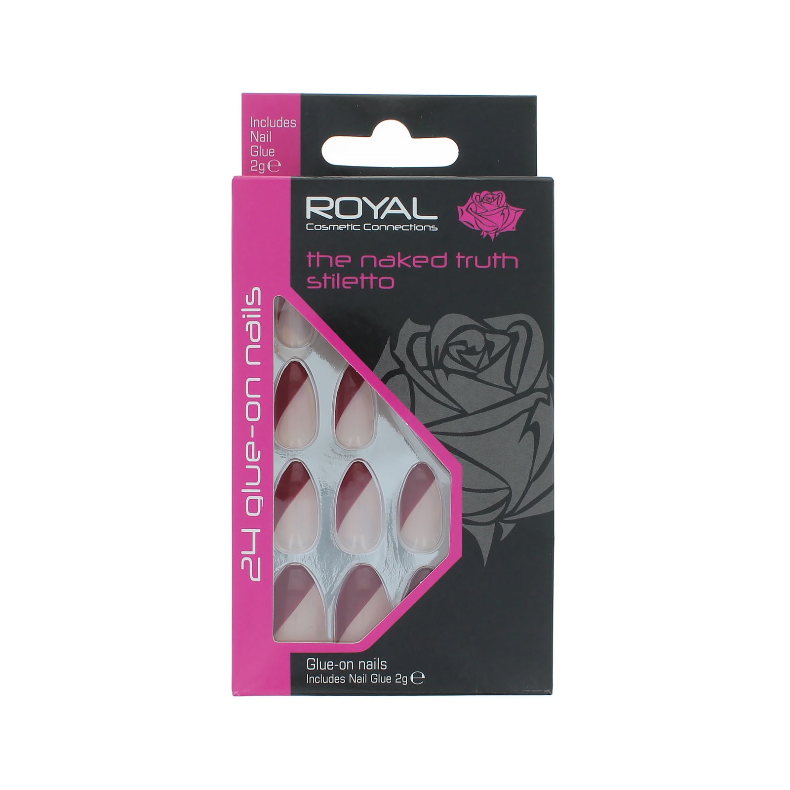 Royal 24 Stiletto Glue-On Nails - The Naked Truth