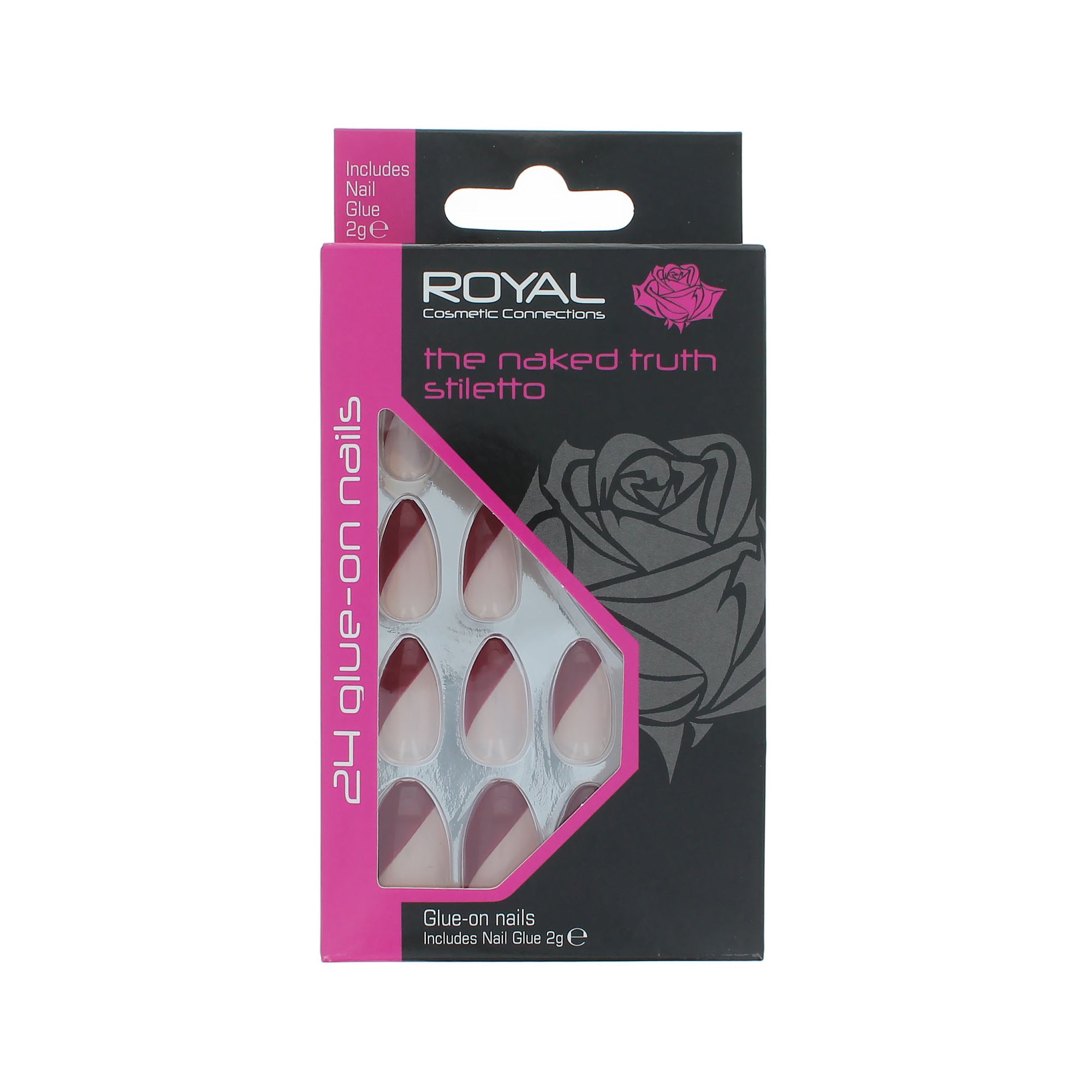 Royal 24 Stiletto Glue-On Nails - The Naked Truth
