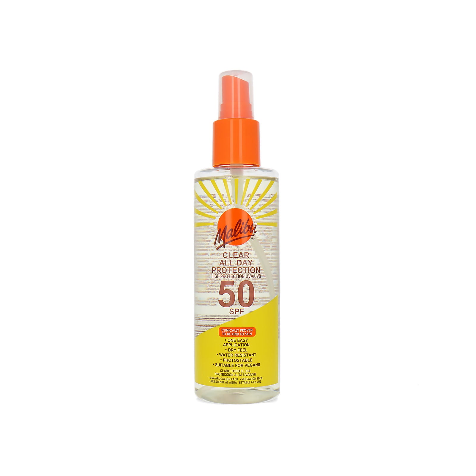 Malibu Clear All Day Protection SPF 50 Zonnebrand Spray - 200 ml