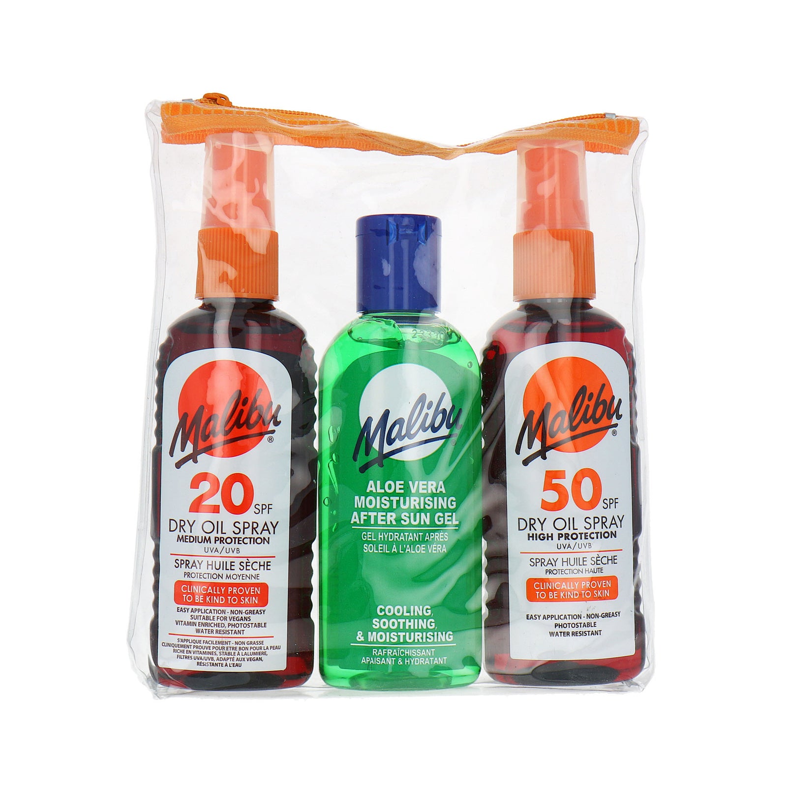Malibu Travel Pack Dry Oil Spray SPF 20/50 + Aftersun - 3 x 100 ml