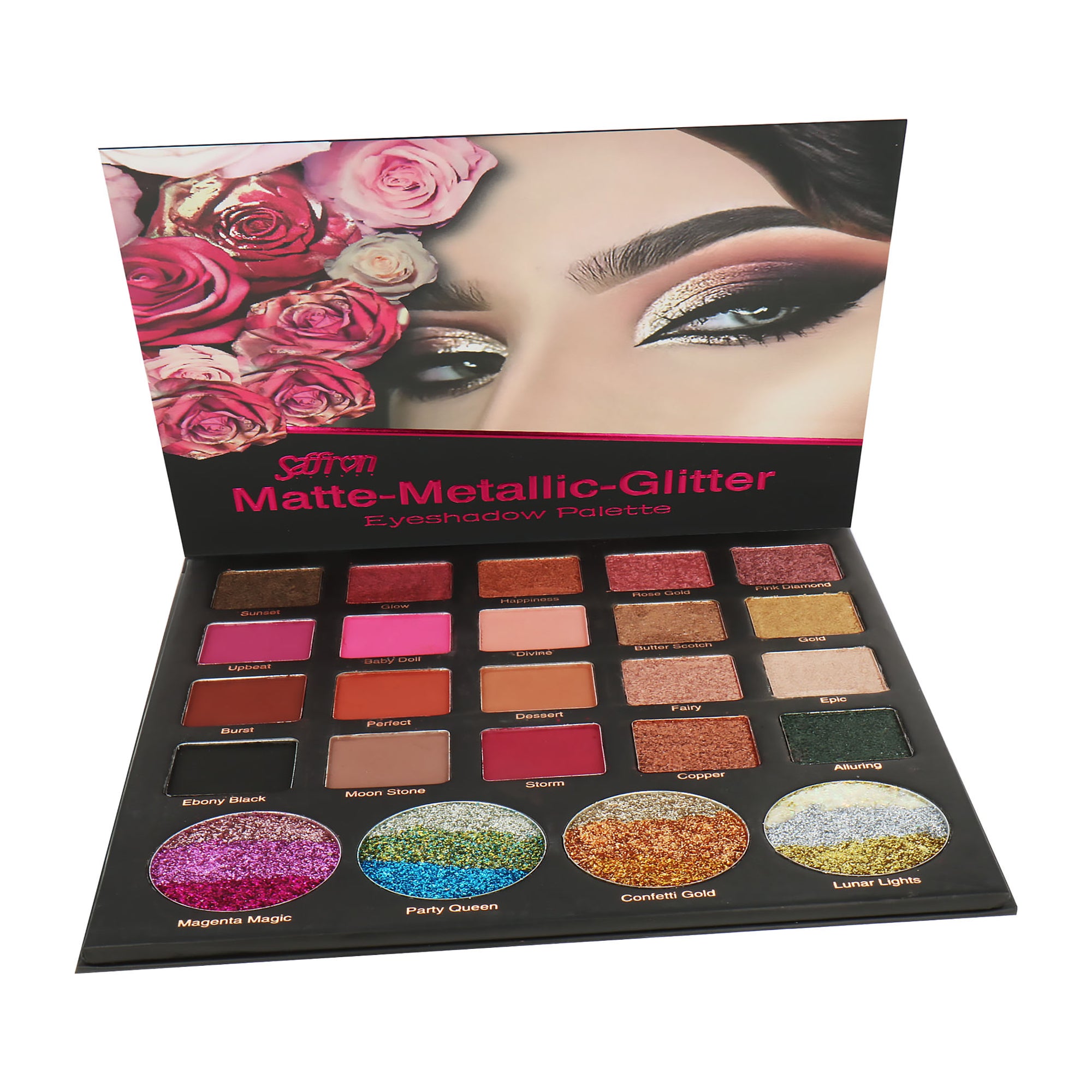 Saffron Matte -Metallic-Glitter Oogschaduw Palette