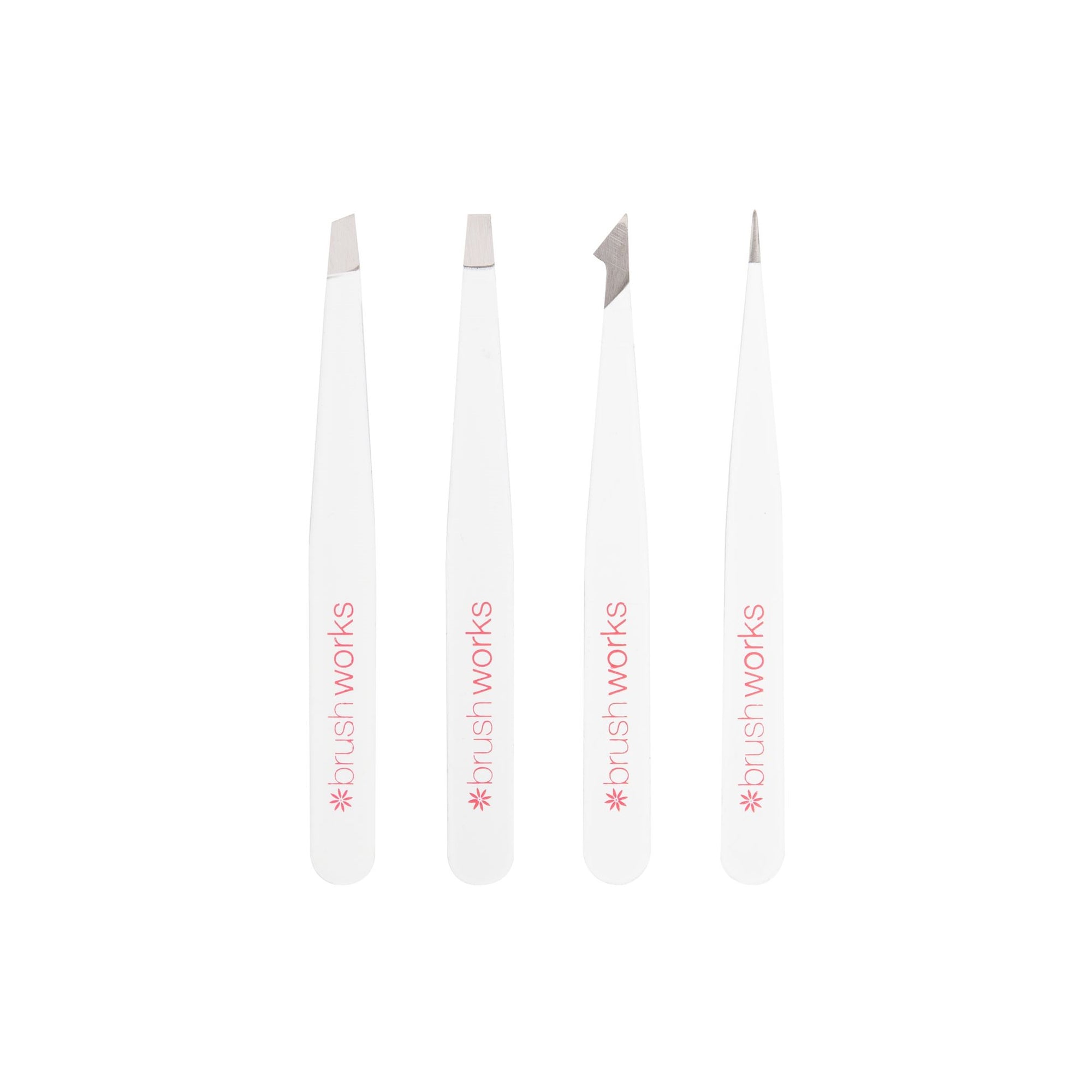 Brushworks HD 4 Piece Combination Tweezers Set - White
