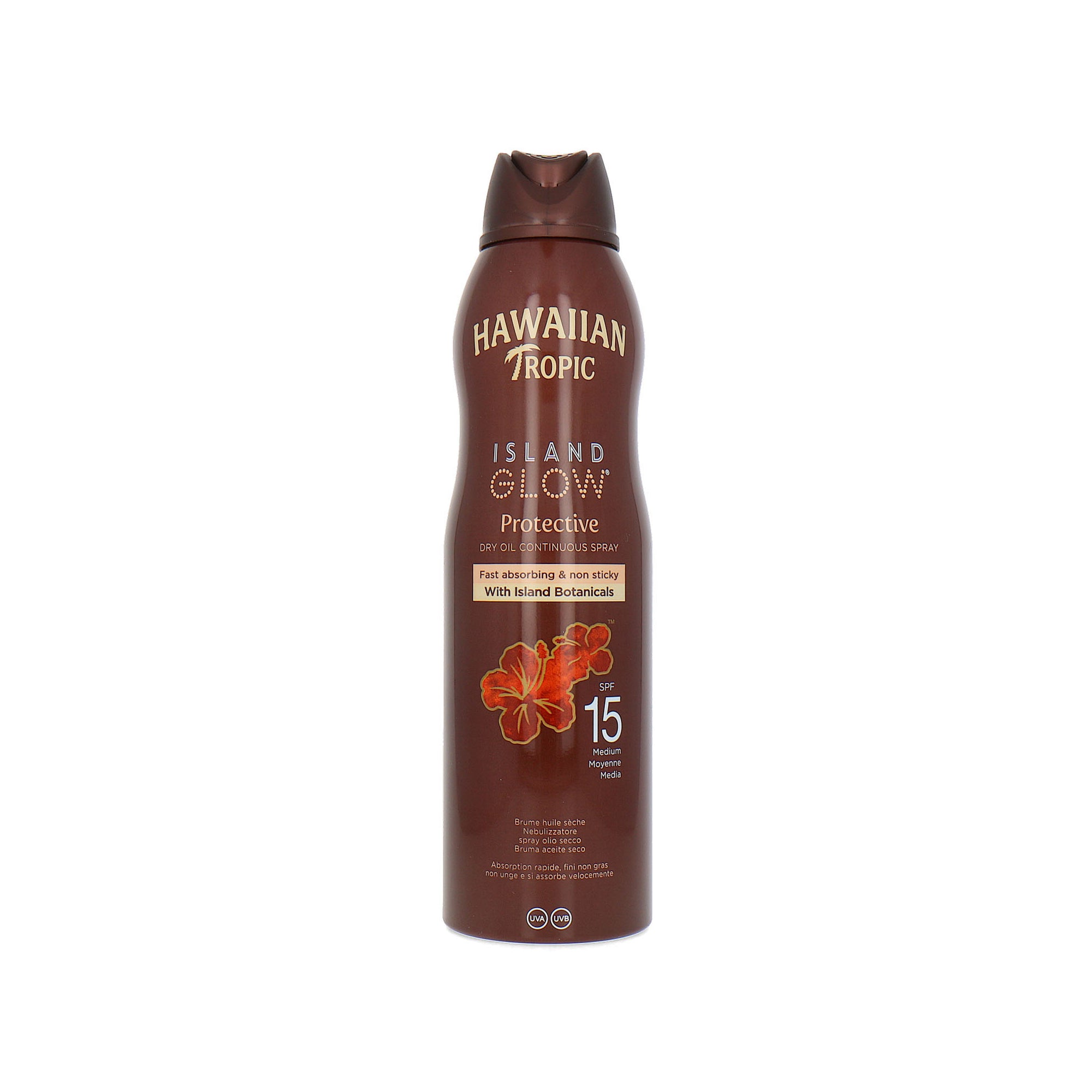 Hawaiian Tropic Island Glow Dry Oil Continuous Spray SPF 15 - 177 ml