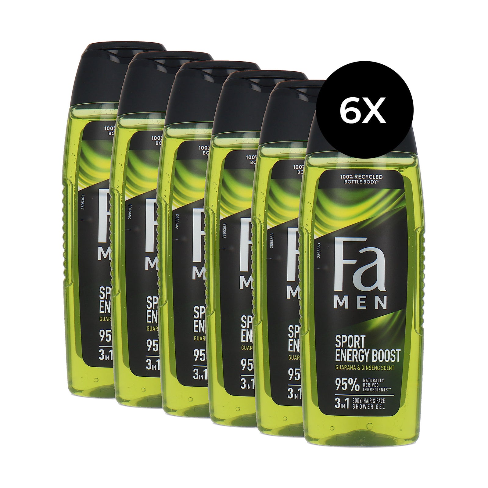 Fa Men Body & Hair Shower Gel Sport Energy Boost - 6 x 250 ml