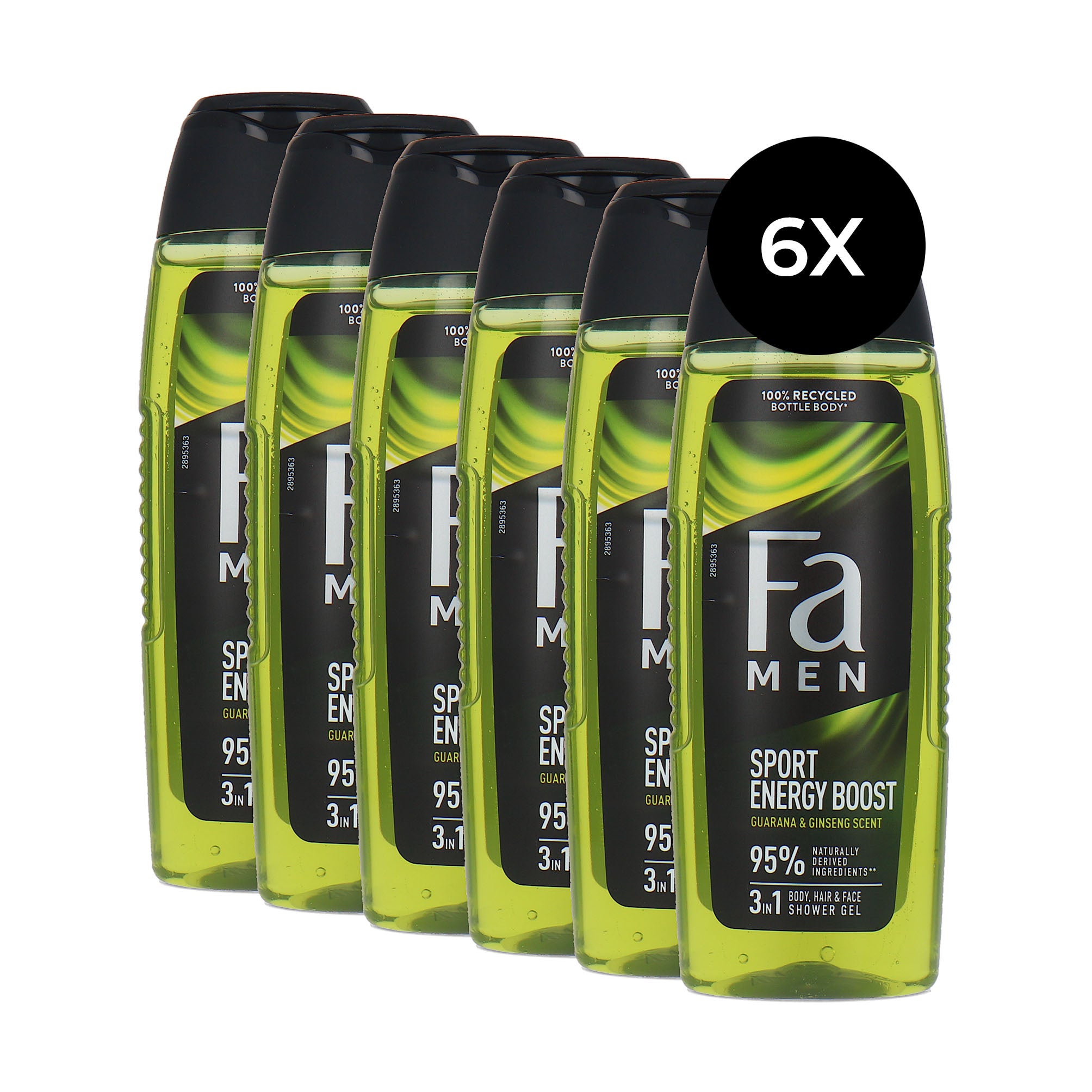 Fa Men Body & Hair Shower Gel Sport Energy Boost - 6 x 250 ml