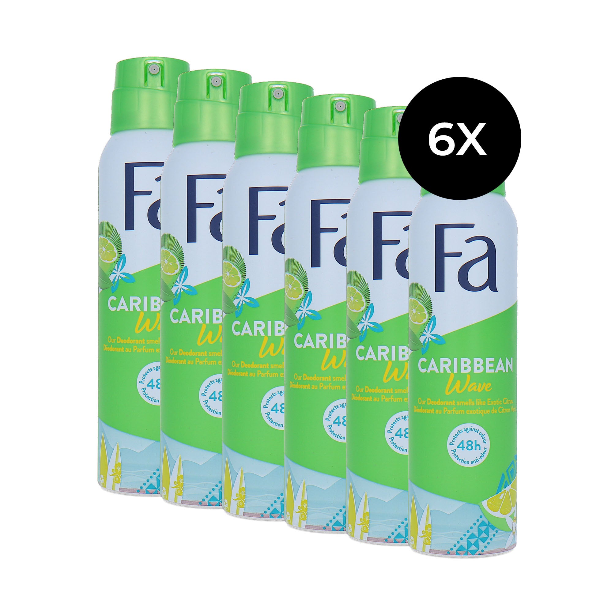 Fa Caribbean Wave Deodorant Spray - 6 x 150 ml