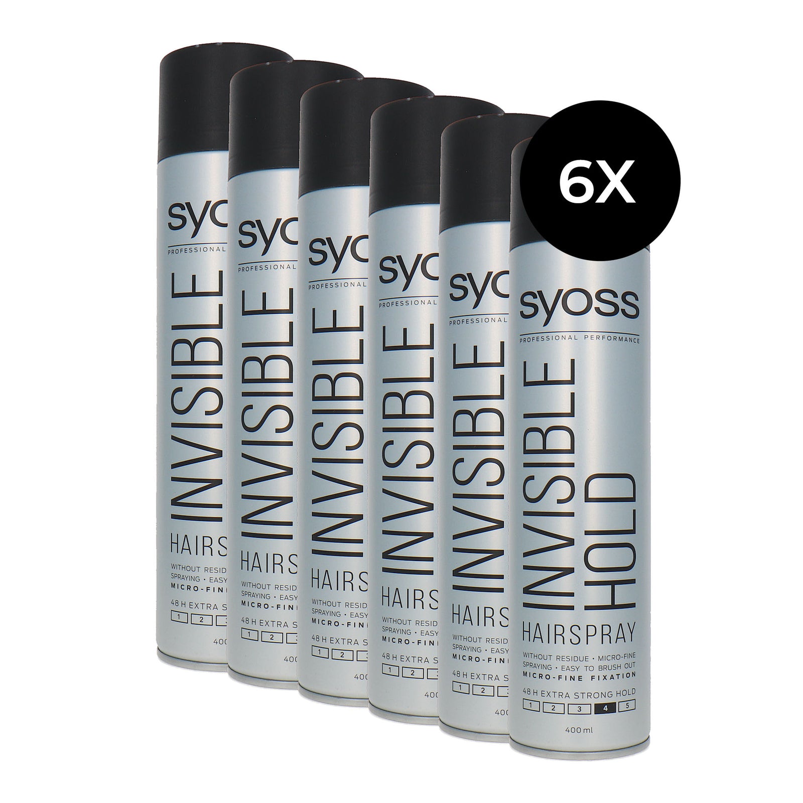 Syoss Invisible Hold Hairspray - 6 x 400 ml