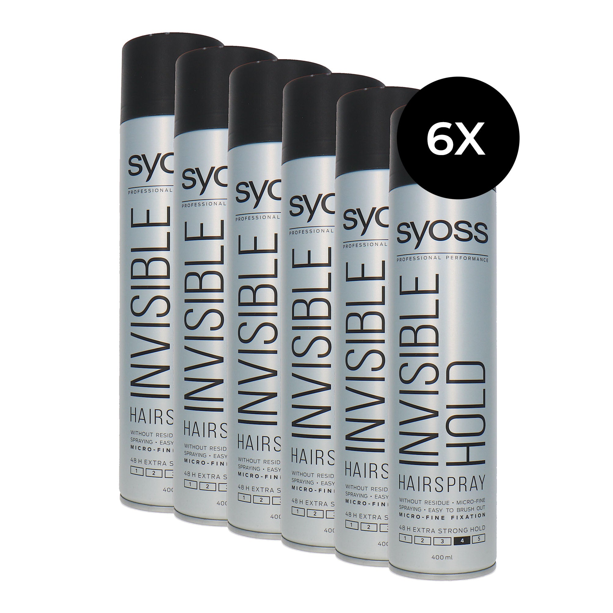 Syoss Invisible Hold Hairspray - 6 x 400 ml