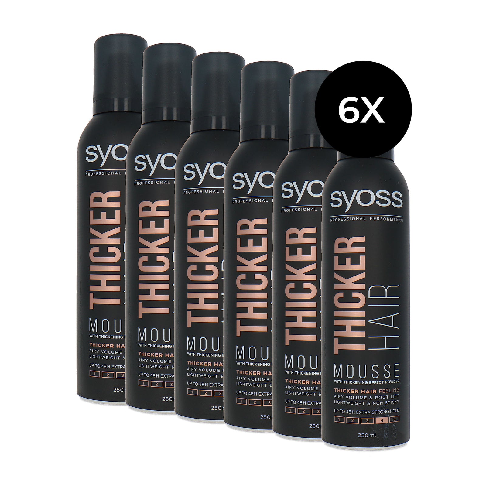 Syoss THICKER Hair Mousse - 6 x 250 ml